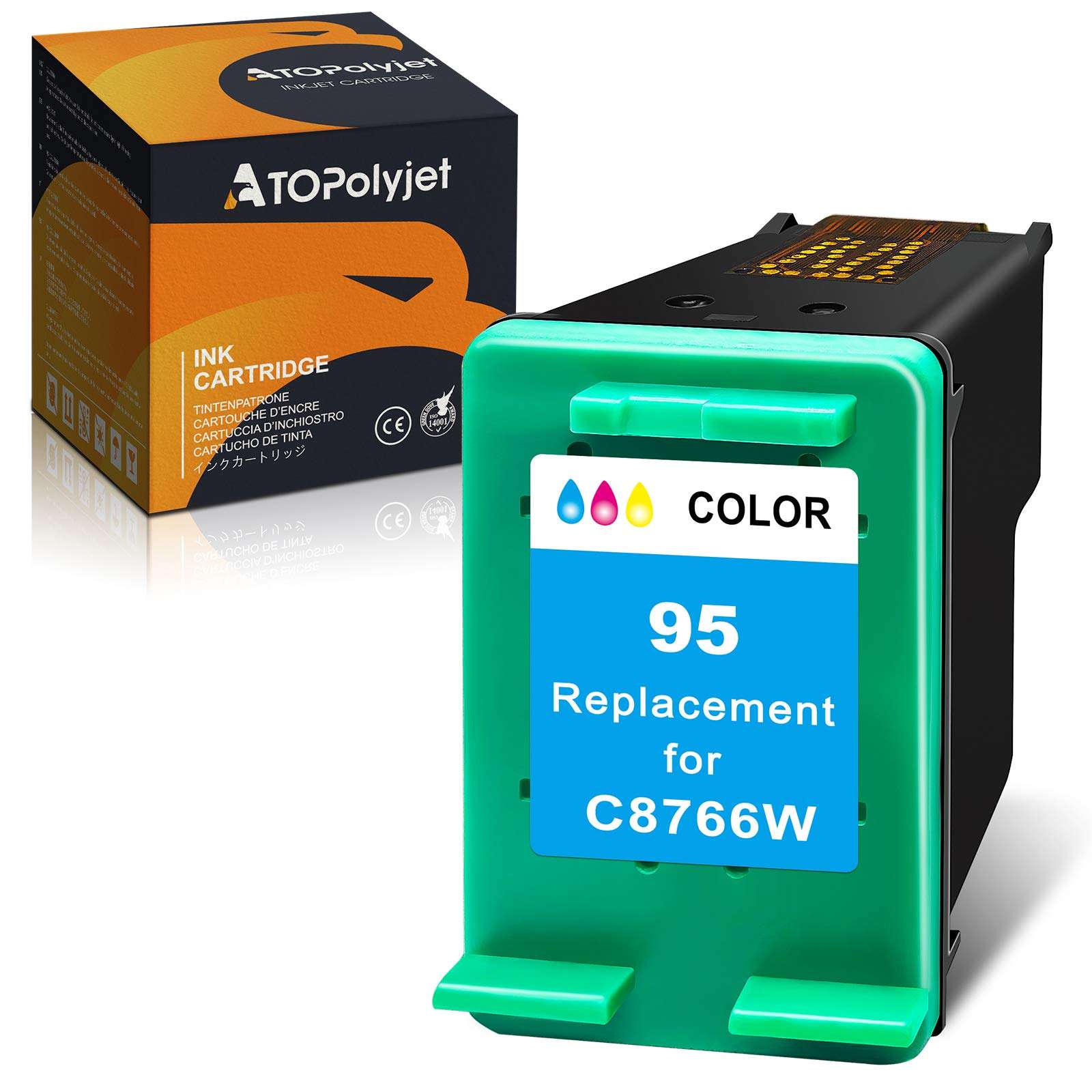 ATOPolyjet Remanufactured Cartridges Replacement for HP 95 Color Ink C8766WN CD886FN for OfficeJet 100 H470 150 6310 7210 7410 DeskJet 6940 6980 PhotoSmart C3180 375 2610 8150 PSC 1510 Printer 1