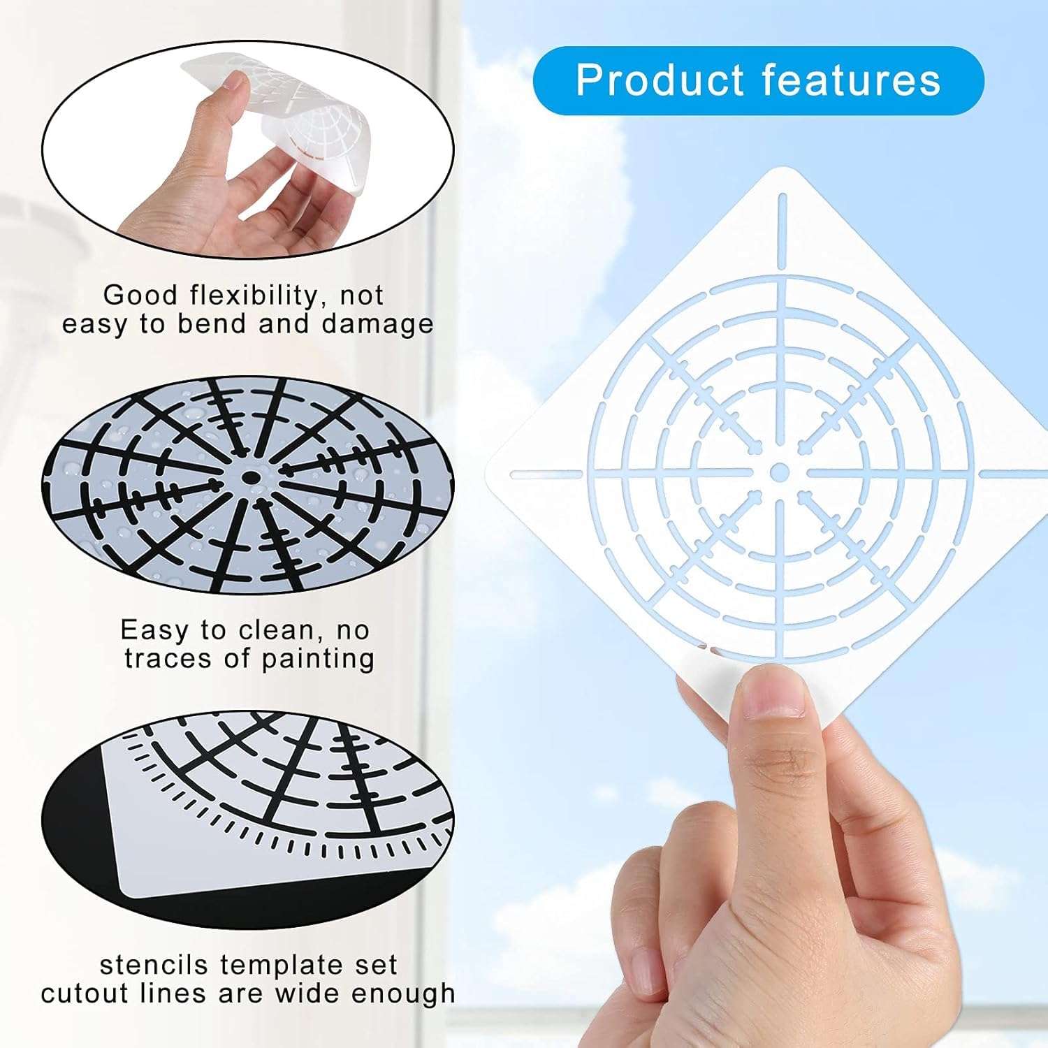 DEVASYA CRAFTS 12 Pieces Mandala Dot Painting Stencils 3.5|5.1|5.8|7.9 in Reusable Stencils Segment Mandala Template for DIY Wall Tile Paper Fabric Glass Metal Art|4 Sizes 3