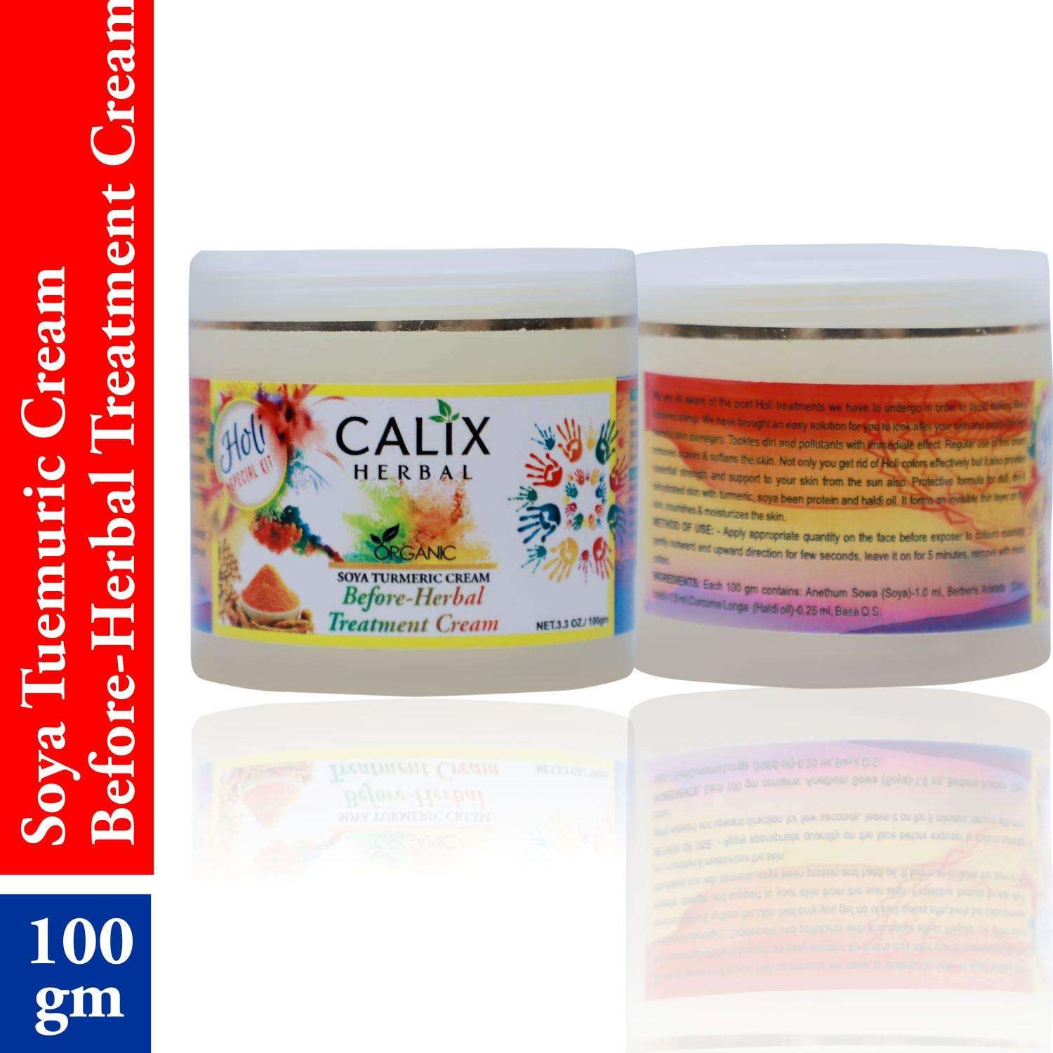 Calix Herbal Holi Special Organic Soya Turmeric Cream Before Holi Herbal Treatment Cream For Skin Brightening & Body Care Suitable For Man & Women All Skin Type - 100 Gm 4