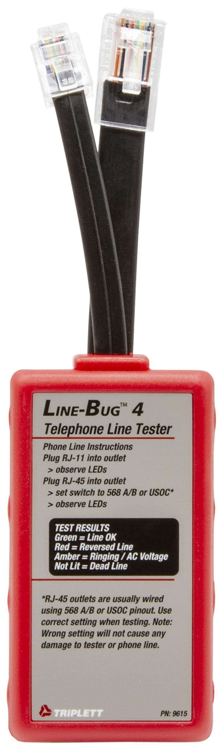 Triplett Line-Bug 4 Telephone and LAN Line Tester - Detect Damaging Currents on RJ11 and RJ45 Lines (9615) 3