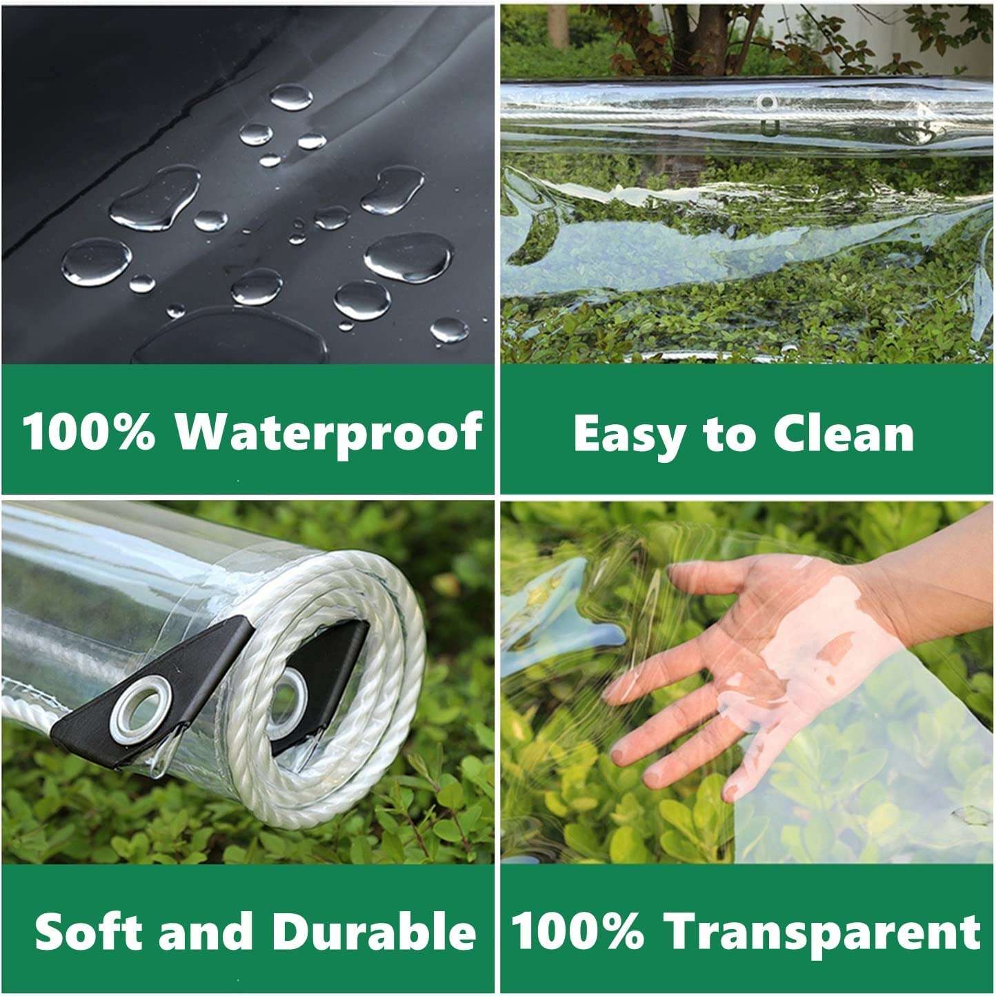 Waterproof Blind Roll Waterproof Window Curtains 60 x 120 INCH,Transparent Outdoor,Balcony Clear, 500 GSM Rain Sun Dust Privacy Cold Protections Pack of 1 4