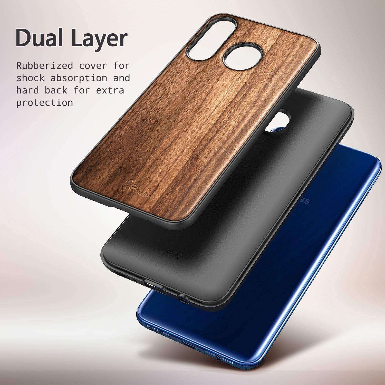 E-Began Case Compatible for Samsung Galaxy A20/A30/A50/A30s/A50 Case (6.4 inch, 2019 Release), [Real Natural Walnut Wood], Ultra Slim Protective Shockproof Phone Case (Every Piece is Unique) -Wood 5