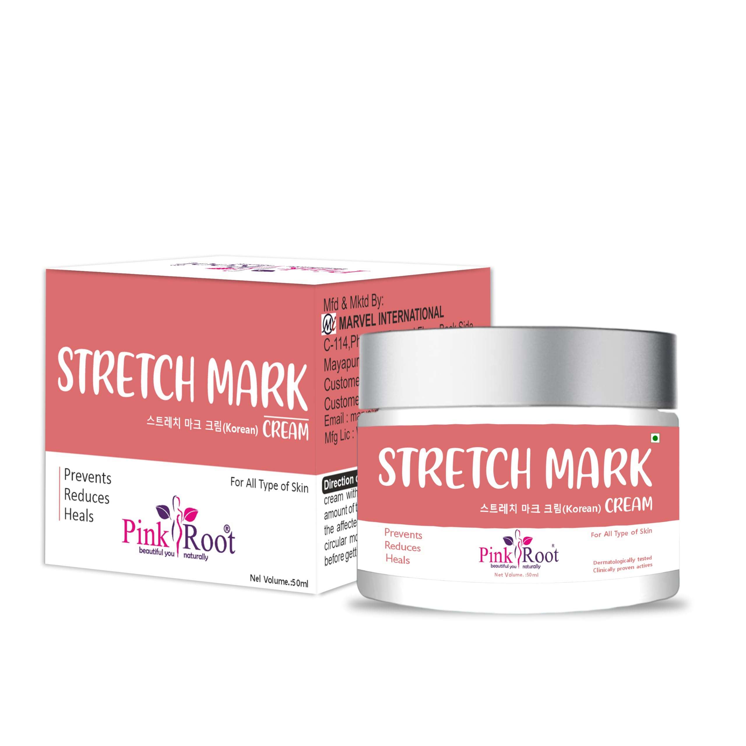 Pink Root Stretch Mark Cream 50ml - Reduce Appearance of Stretch Marks Over Time & Reduces Redness 1