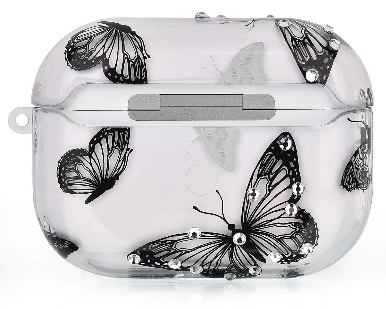 QINGQING AirPods Pro Case Cover, Clear Cute Crystal Design Skin Shockproof Protective Transparent TPU Case for Apple Airpod Pro 2019 with Keychain (Butterfly) 2