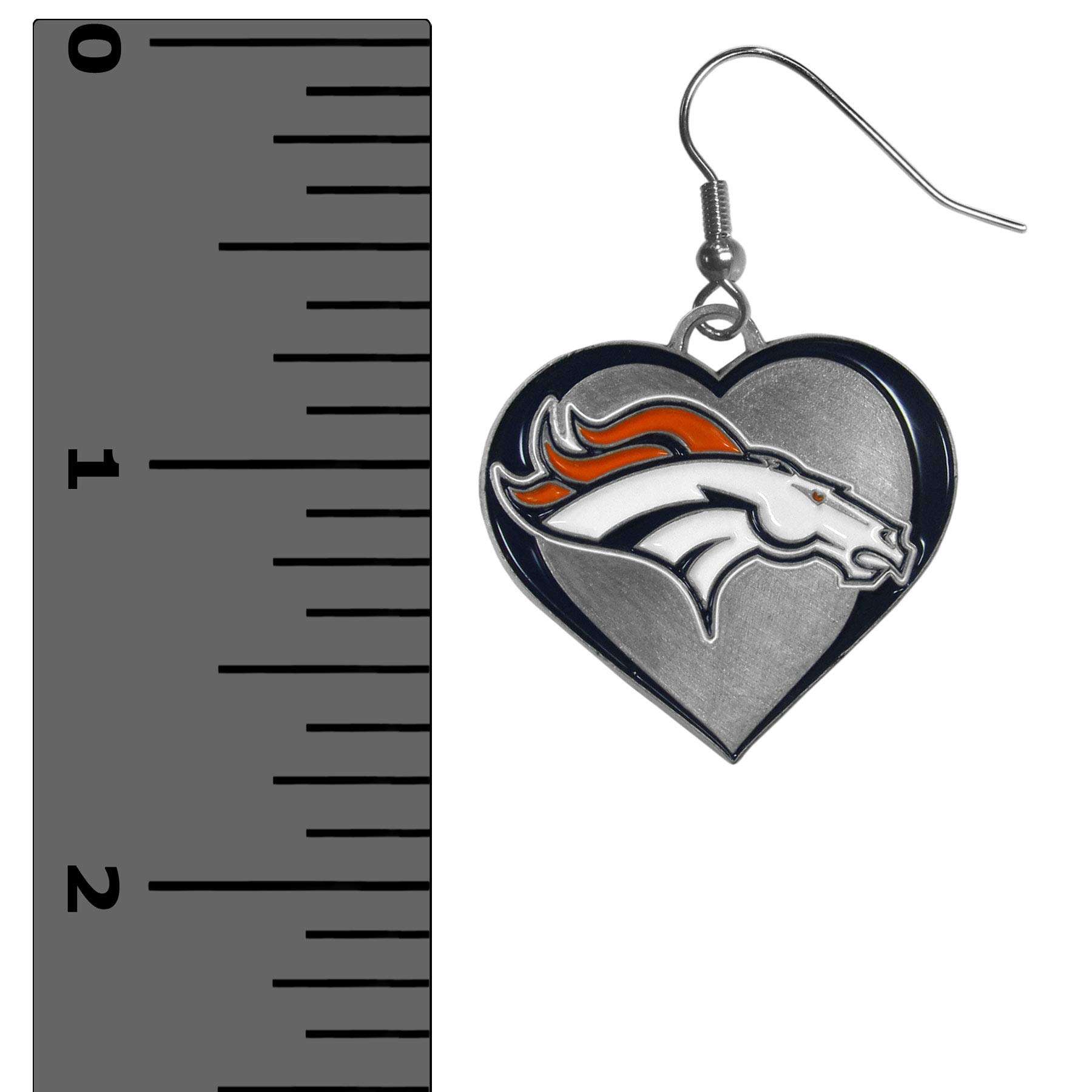 Siskiyou Sports NFL Denver Broncos Womens Heart Dangle Earrings, Team Color, One Size 3