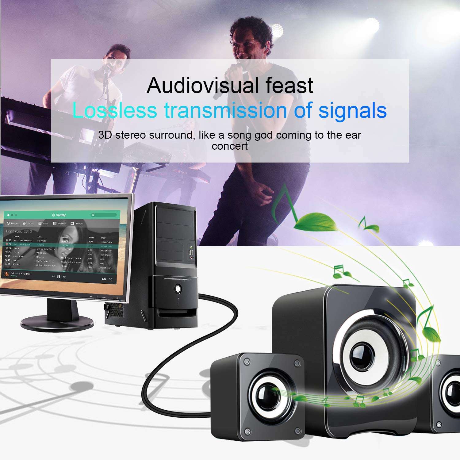 2RCA Male to 2 RCA Male Stereo Audio Cable Gold Plated for Home Theater, TV, Gaming Consoles, Hi-Fi Systems 6