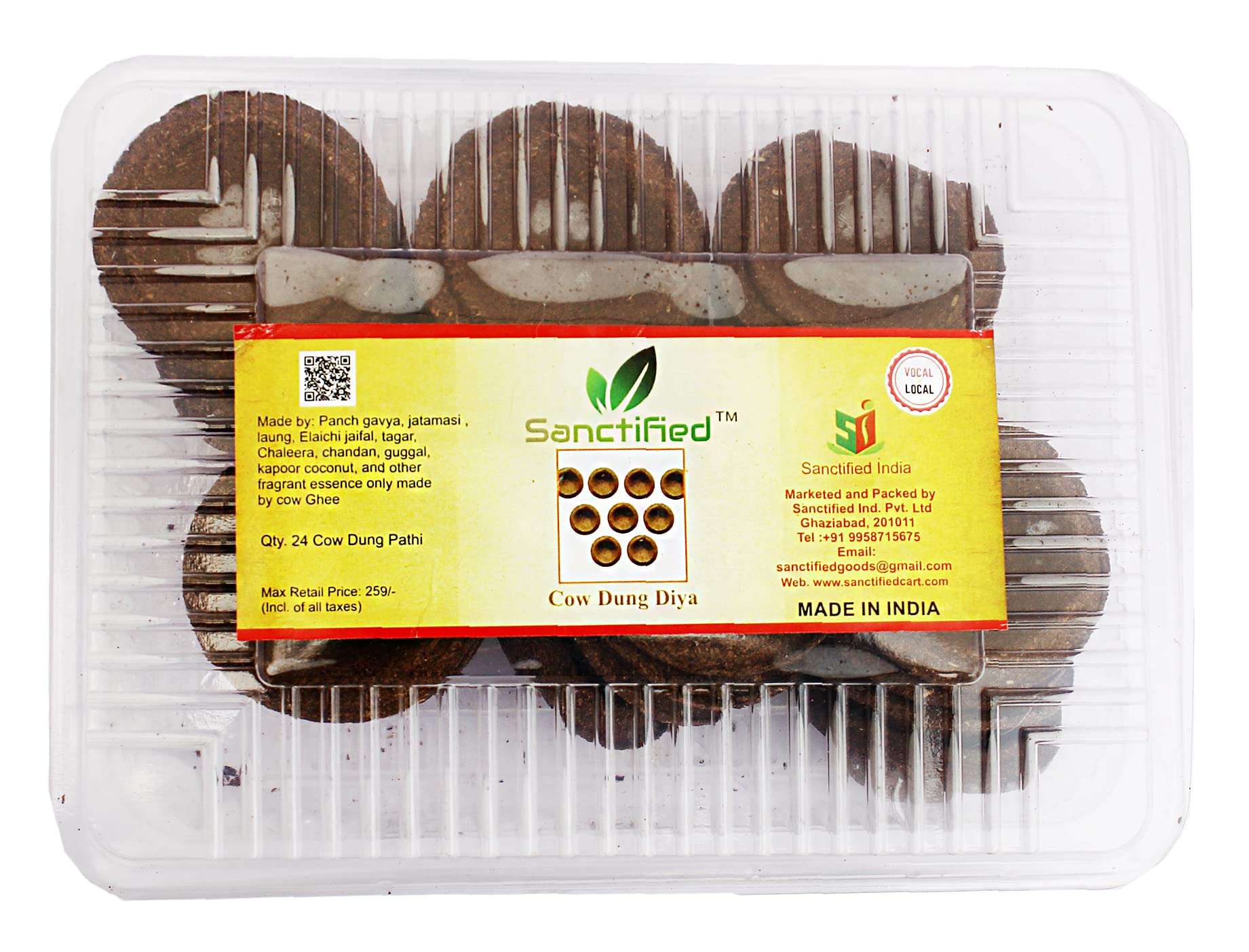 SANCTIFIED Cow Dung Diya Made with Cow Dung Panch Gavya for Pooja Diye Set of 24pcs 1