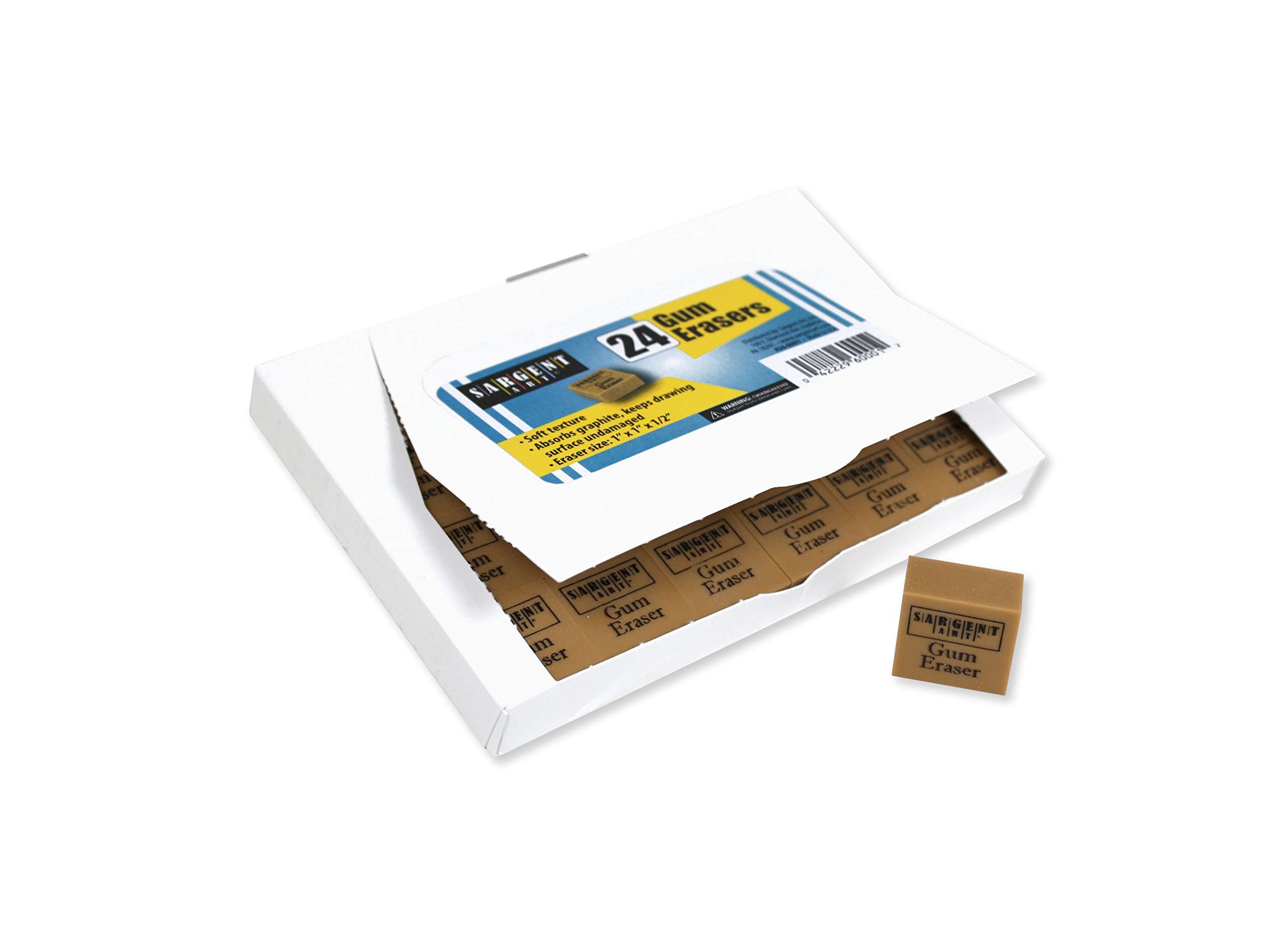 Sargent Art 24 Count Artist Mini Gum Eraser, 1" x 1" x 1/2"