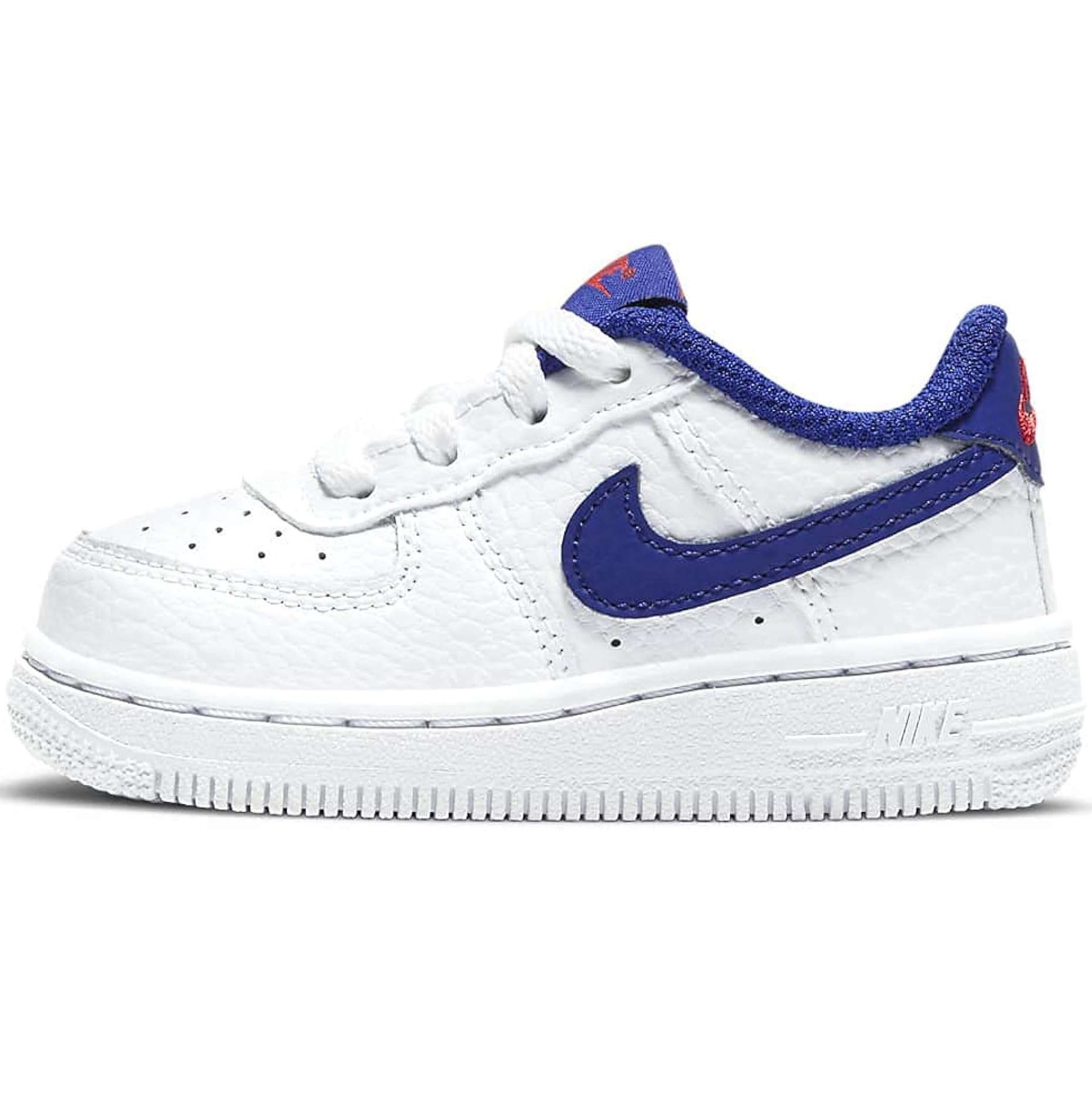NIKE Force 1 Boys CZ1691-101 (White/DEEP Royal Blue-University RE), Size 3