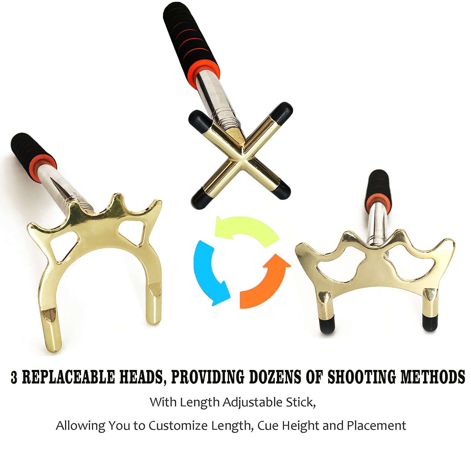 Tai ba cues Retractable Billiards Pool Cue Stick Bridge with 3 Replaceable Brass Bridge Head, Billiards Pool Cue Accessory 4