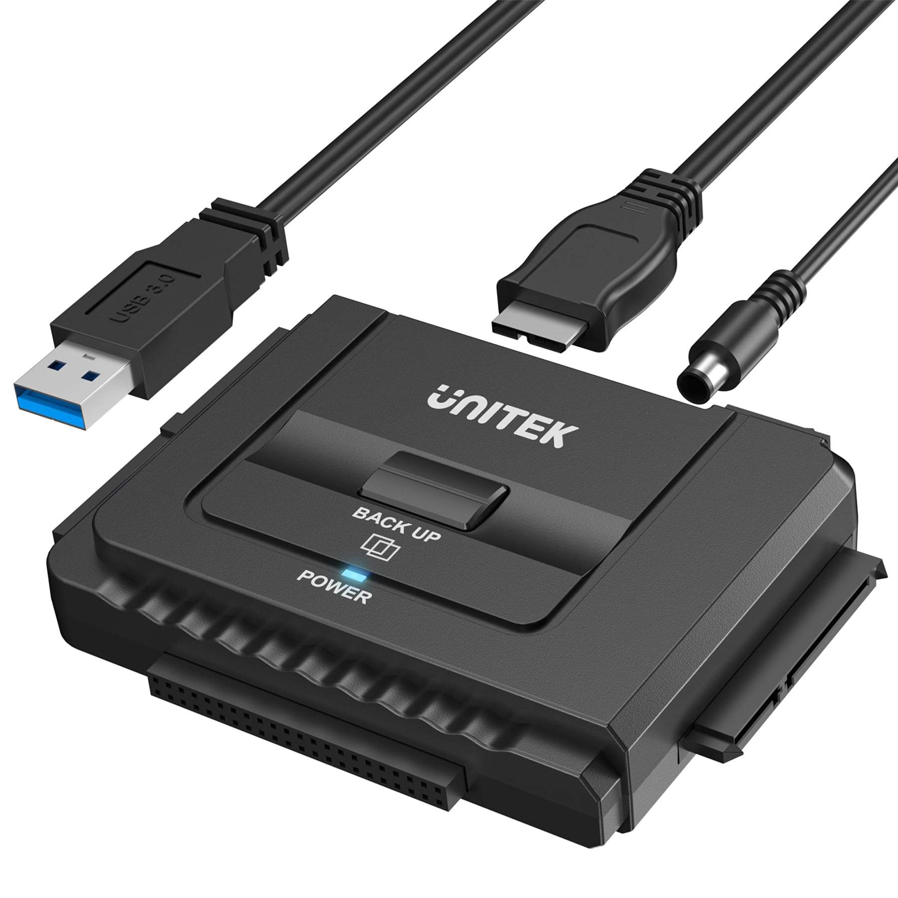 Unitek USB 3.0 to IDE and SATA Converter External Hard Drive Adapter Kit for Universal 2.5/3.5 HDD/SSD Hard Drive Disk, One Touch Backup Function, Included 12V/2A Power Adapter 1