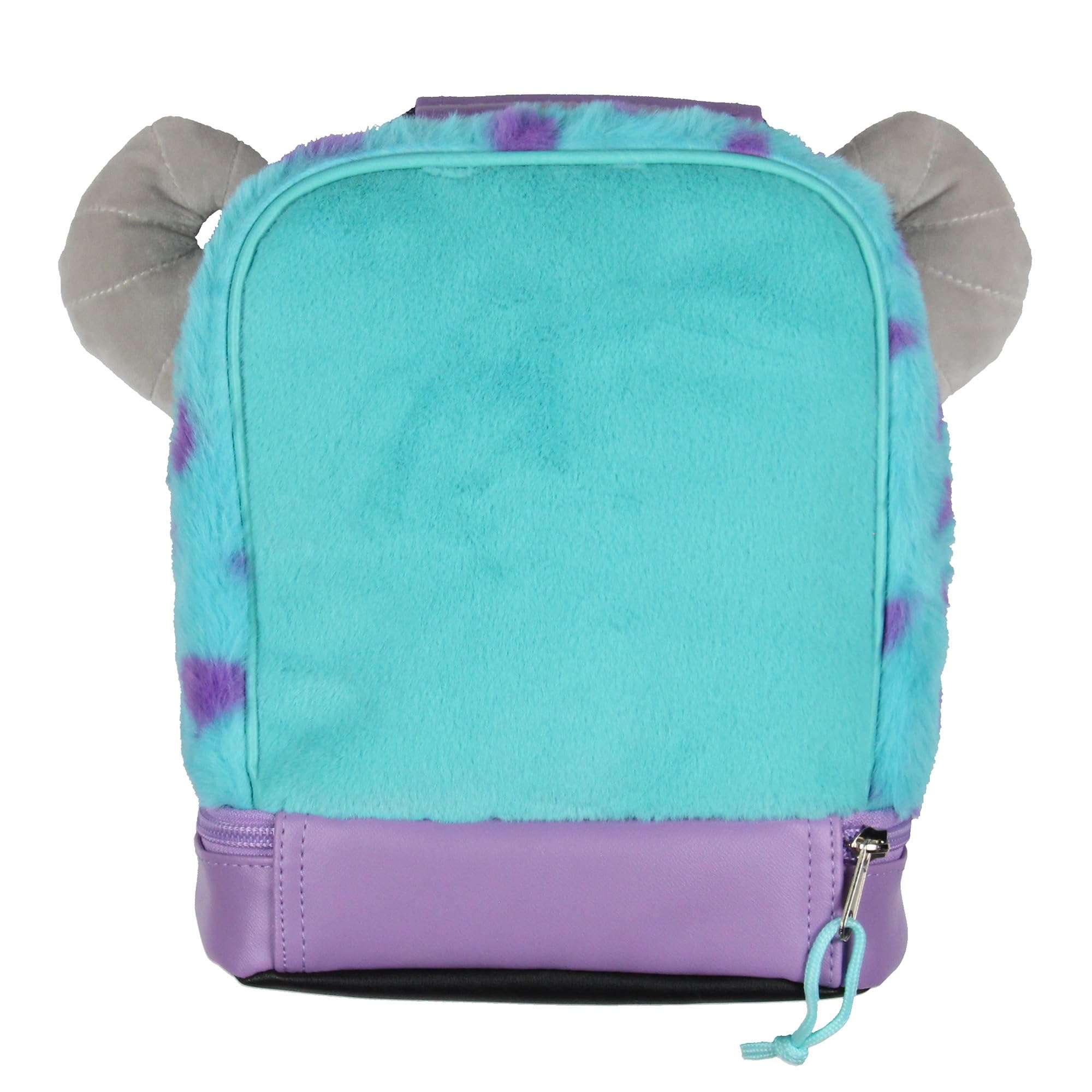 Disney Monsters Inc Plush Fuzzy Fur Sulley Embroidered Face 3D Horns and Eyebrows Insulated Dual Compartment Lunch Box 6