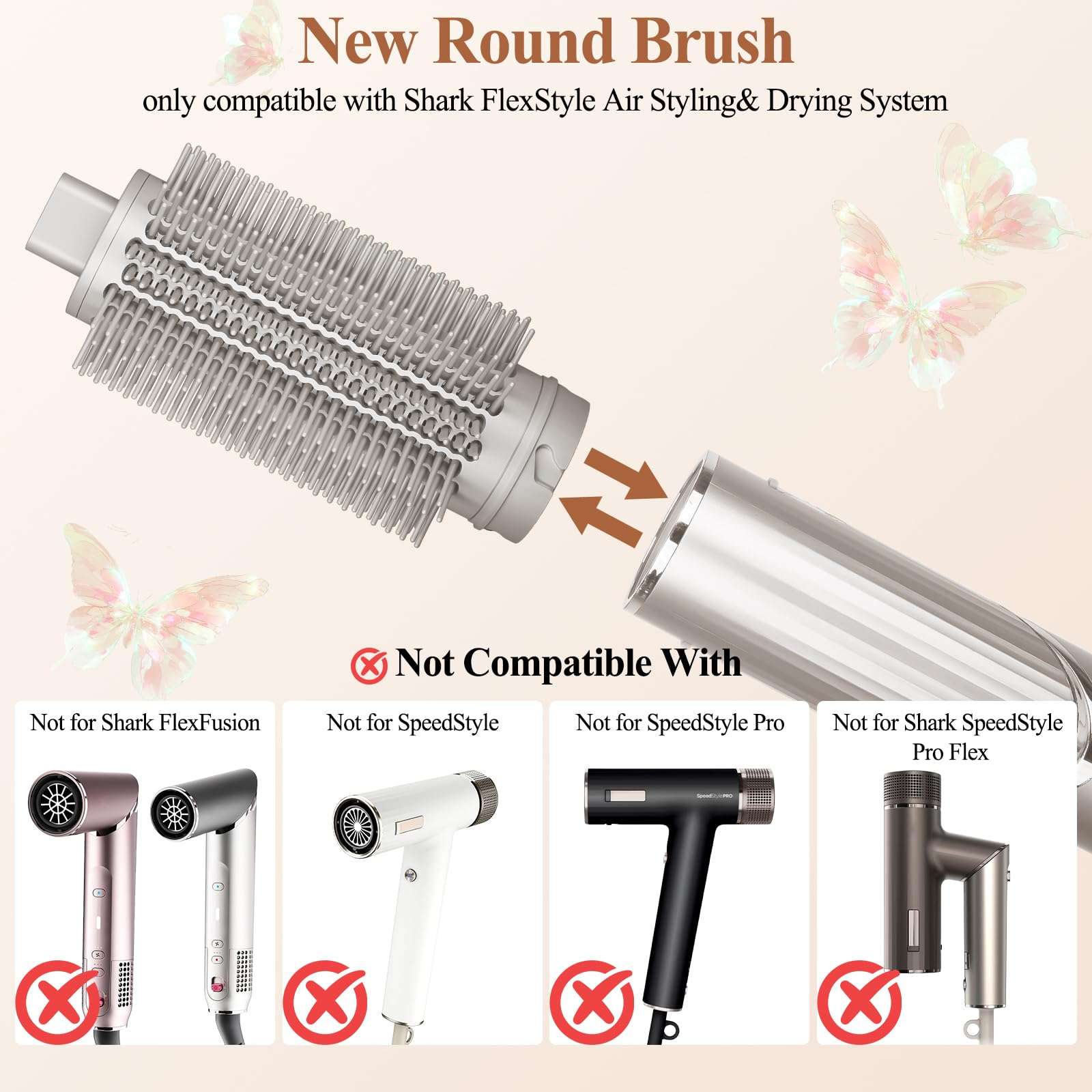 AFDD Upgraded Round Volumizing Brush and Long Barrel Curling Compatible with Shark FlexStyle 3