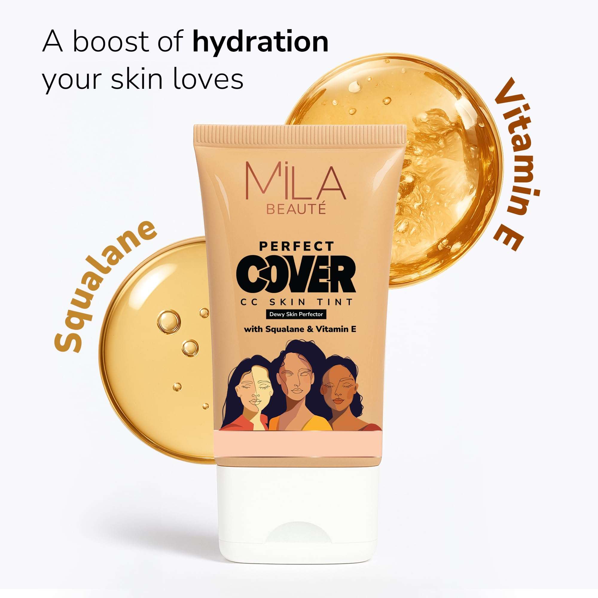 Mila Beauté Perfect Cover Cc Cream With Spf 24+ I Light Makeup With Natural Coverage & Dewy Finish I Skin Tint With Squalene I Hydrate & Brighten Skin |conceal Dark Spots (25ml, Butter Cookie) 5