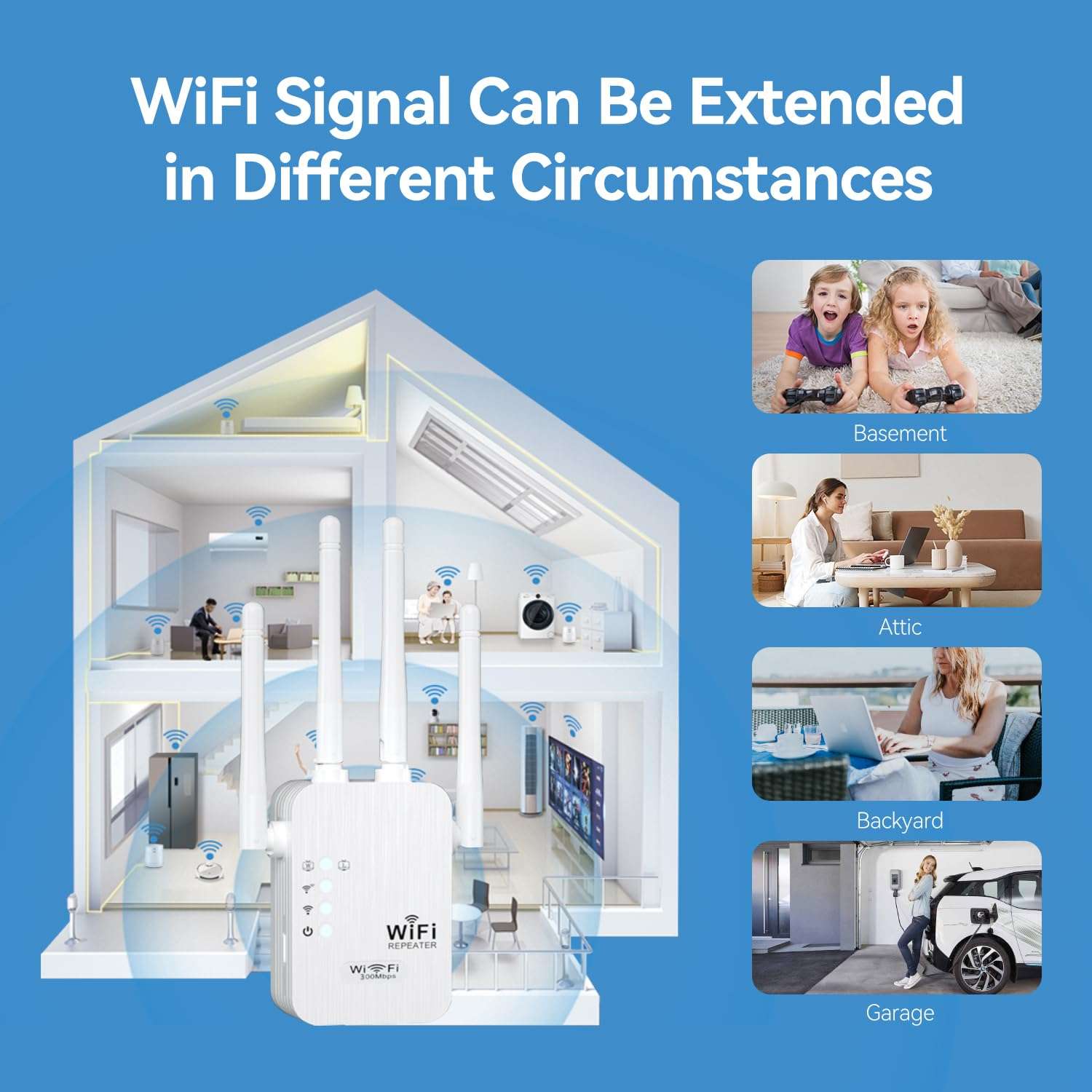 WiFi Extender,WiFi Extender Signal Booster for for Home & Outdoor,Device Servers Covers Up to 6000 Sq. ft and 35 Devices,Internet Booster 5