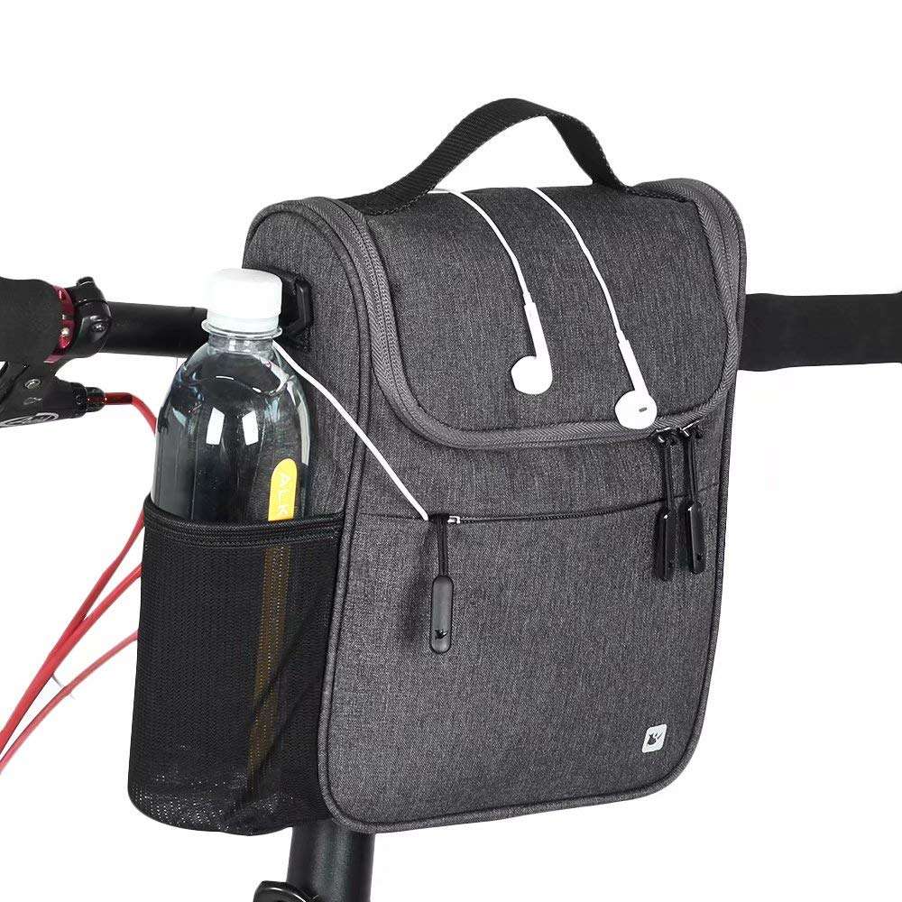 Rhinowalk Bike Handlebar Bag Multifunction Bicycle Front Tube Bag with Shoulder Strap Raincover, Grey 1