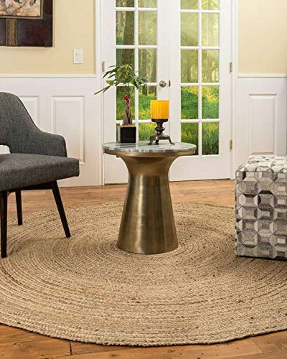 THE HOME TALK Natural Handcrafted Braided Round Jute Rug- 120CM|Traditional Carpet for Living Room,Kitchen,Entryway,Bedroom,Dining Room|Rustic Bohemian Decor| Anti-Skid Carpets for Centre Table 3