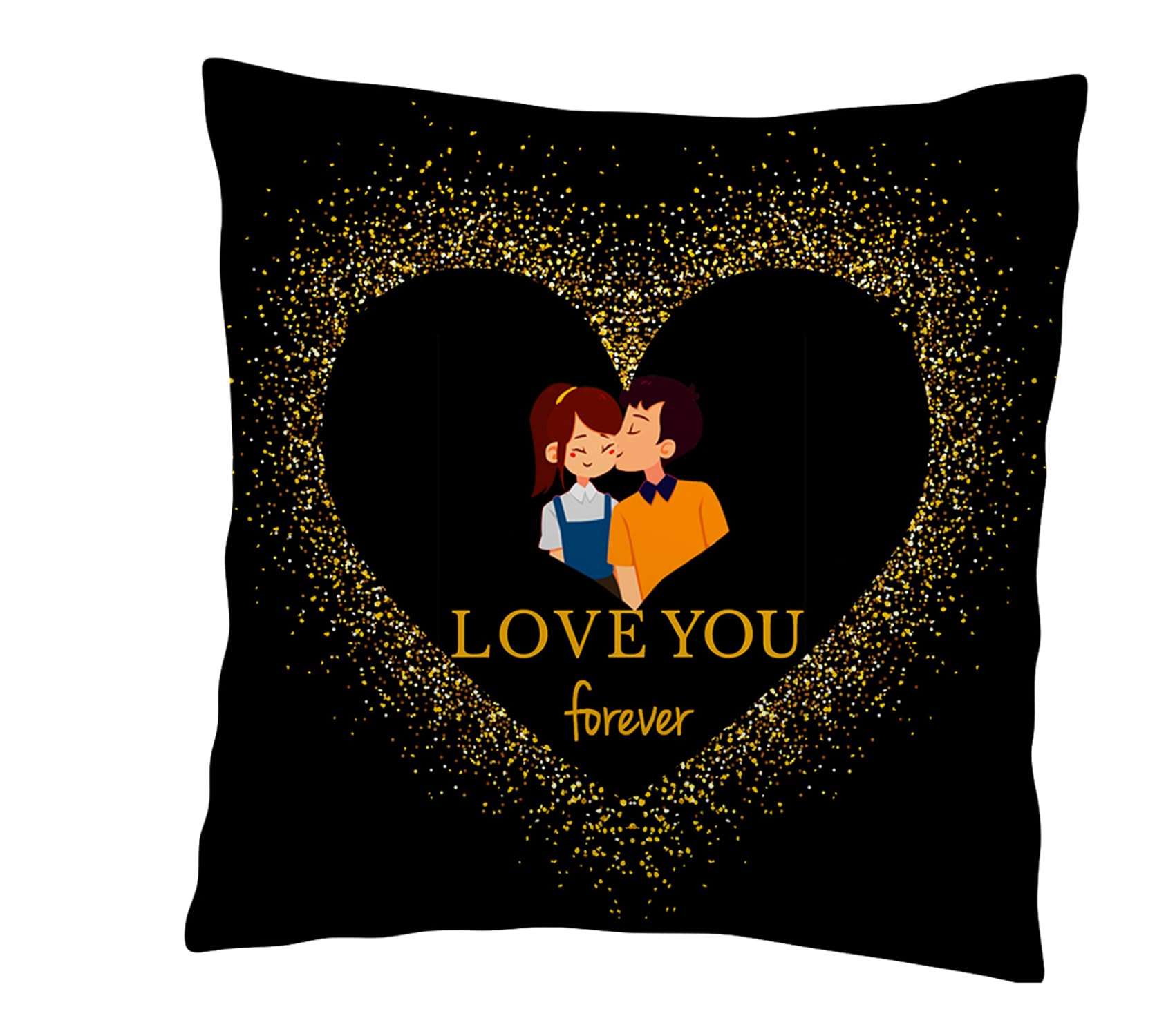 Valentine Gift Love You Forever Couple Printed Black Cushion Happy Valentines Day Gifts for His/Her Girlfriend, Boyfriend, Husband, Wife, Couple Lover| Valentine Day gift's 1