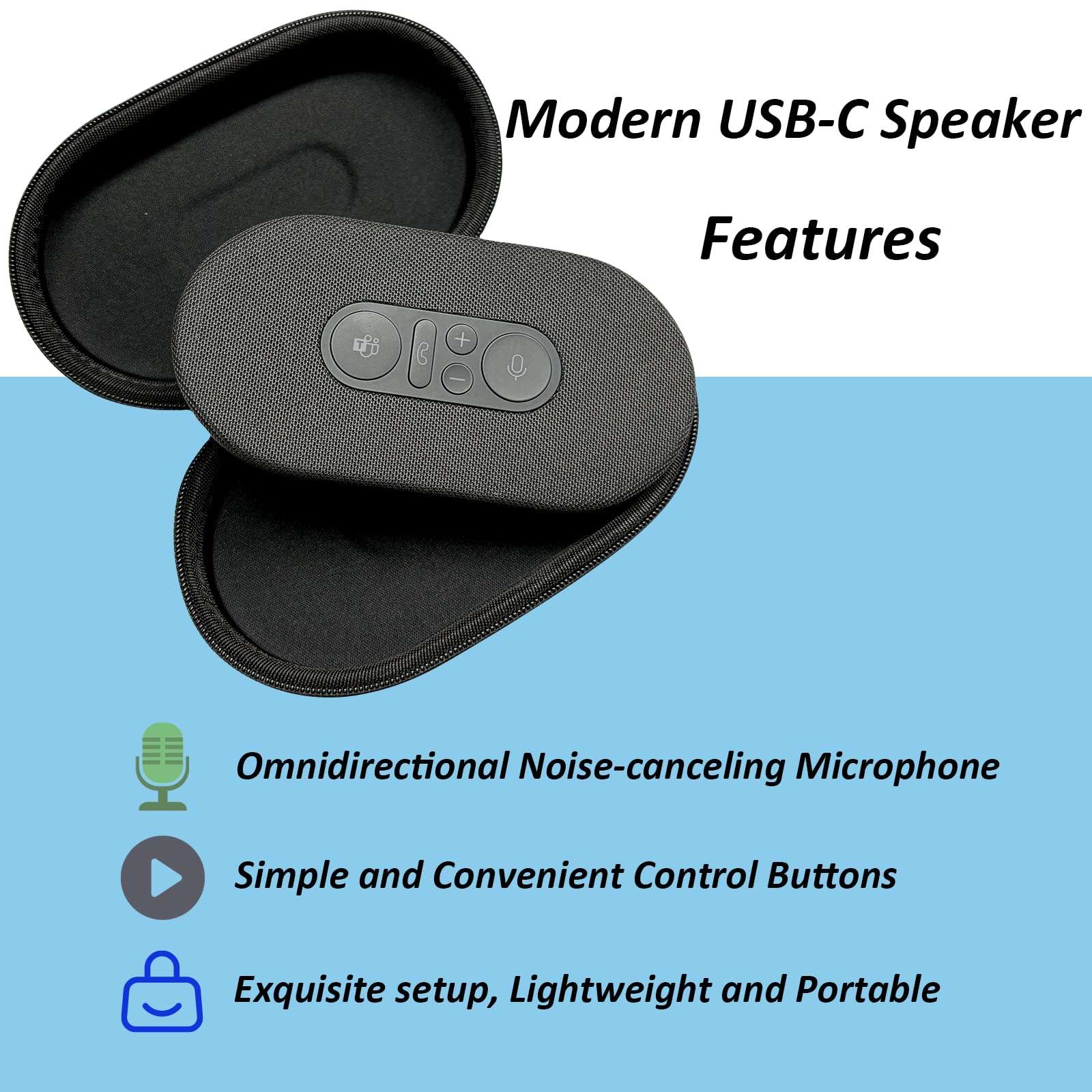 Modern USB-C Speaker for Microsoft USB-C Speaker(8KZ-00001),2-Way Compact Stereo Speaker for Business Team Meeting, Call Controls, Noise Reducing Microphone,Wired USB-C for Windows 10/11(Black) 5
