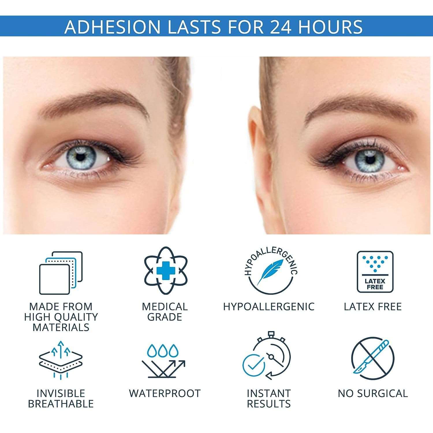 Doirollr 1440Pcs 4Styles Eyelid Tape | Eyelid Lifting Stripes for Hooded Eyes | Invisible Correcting Tape for Droopy Eyes | Multiple Sizes for All Eye Shapes | Self-Adhesive, Easy to Apply 4