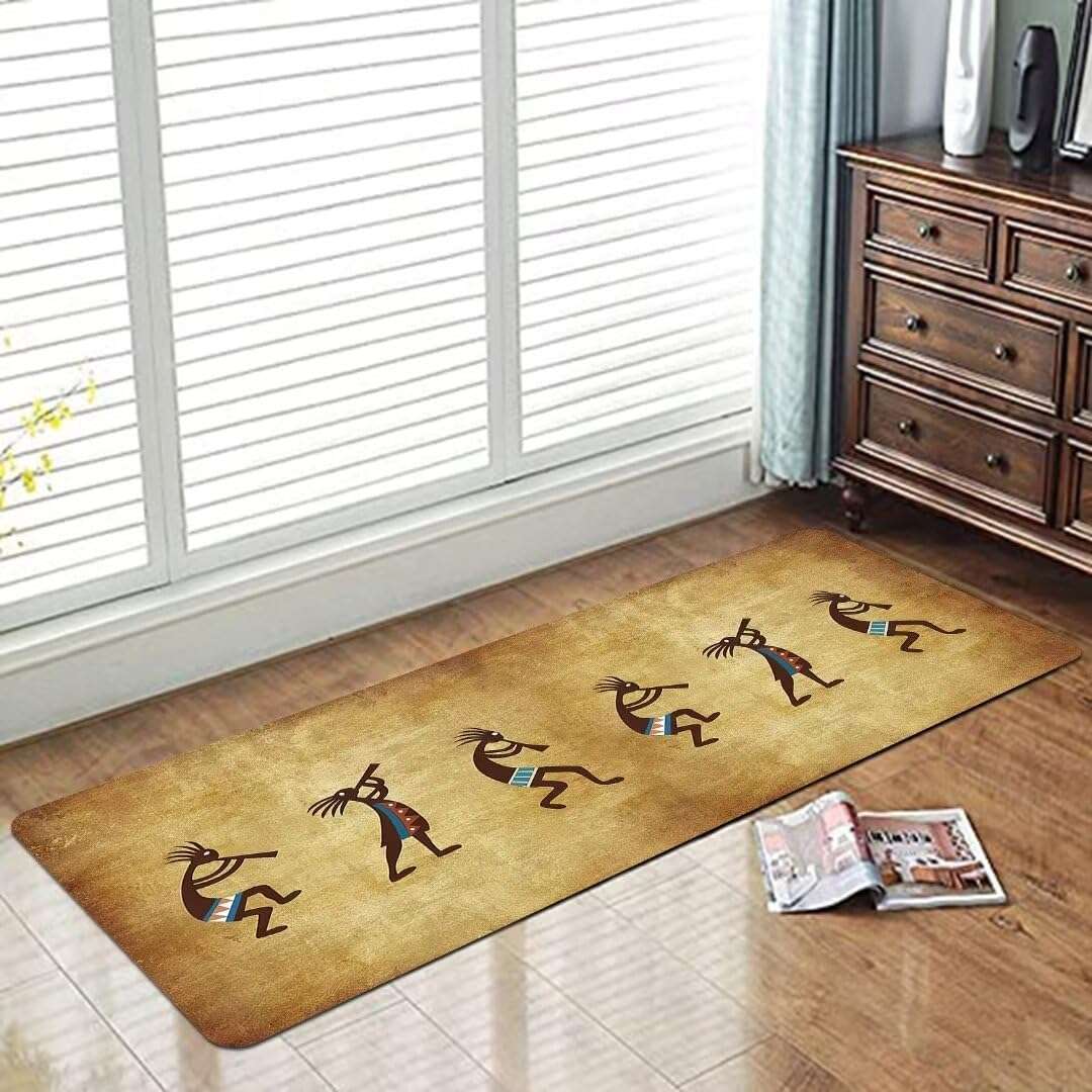 Rustic Southwestern Runner Rug for Hallway,Southwest Native American Kokopelli Ethnic,Area Rug Washable Kitchen Rugs Laundry Room Rug Runner Non-Slip Floor Carpet for Bedroom Indoor Entrance Doormat 3