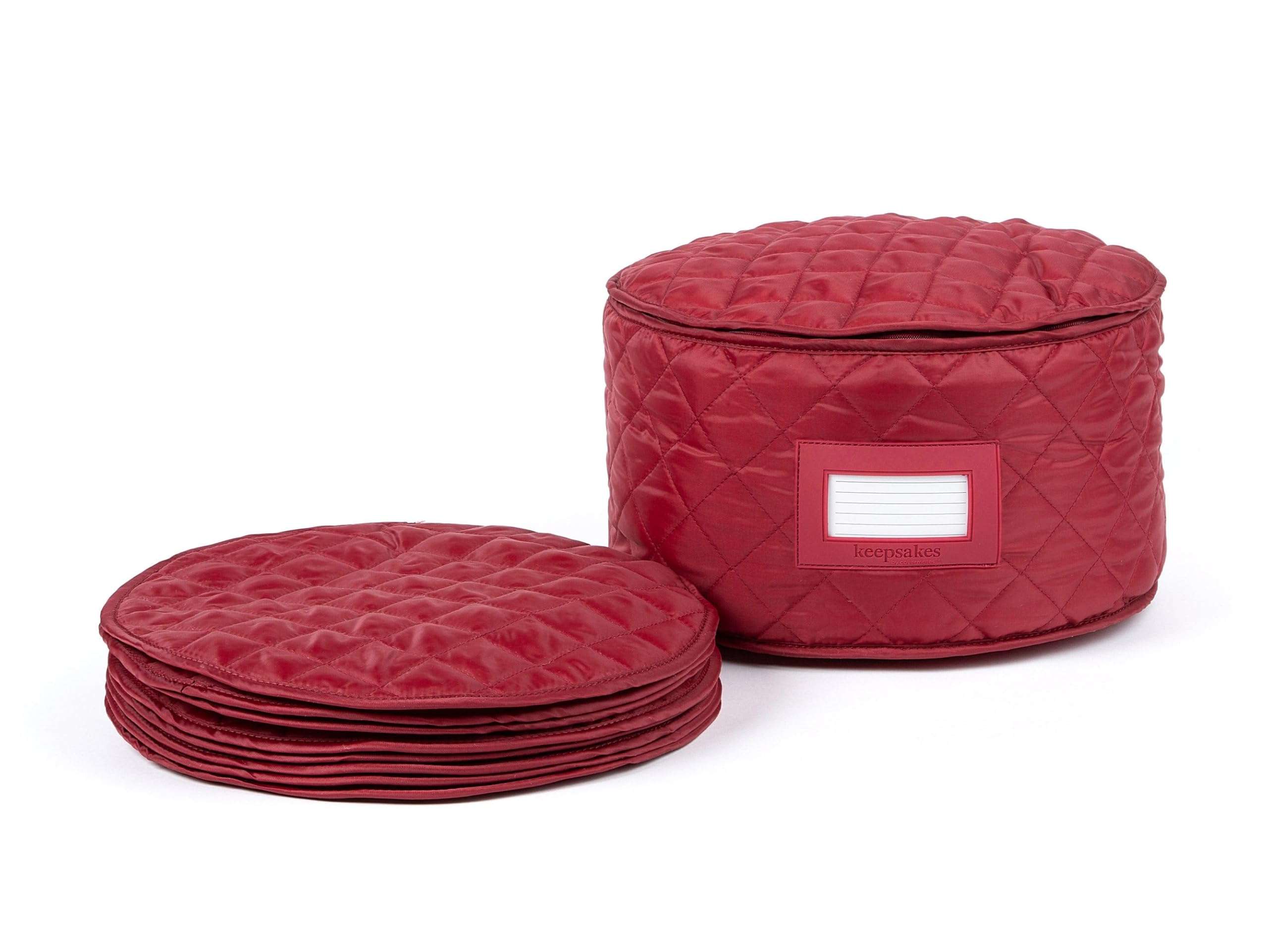 Covermates Keepsakes - Dish Storage - Padded Protection - ID Window - Stain Resistant - Machine Washable - China Storage, Red 1