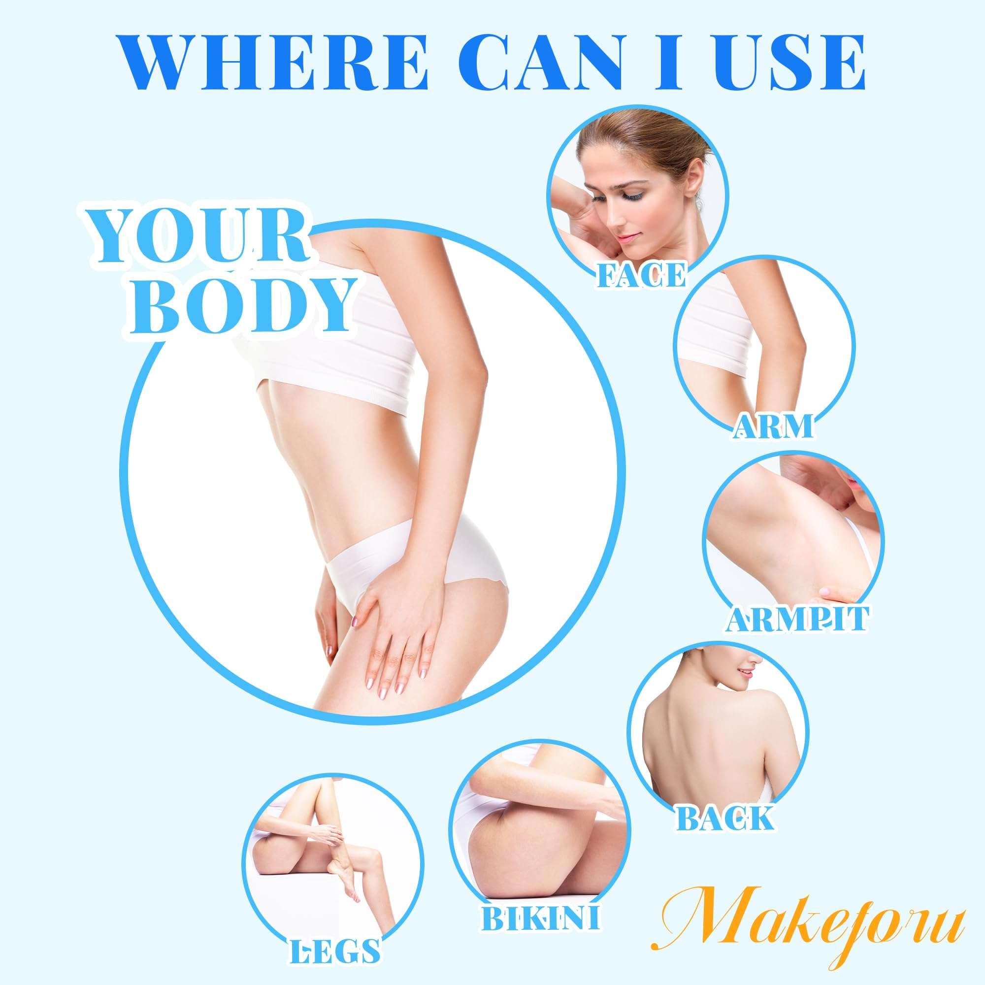 Hair Removal Wax Beads 2.2lb (1000g), Hard Wax Beads for Whole Body, Painless Hair Removal Wax Bead Set for Women and Men, 10 Flavours, Contains 20 Wax Sticks 4