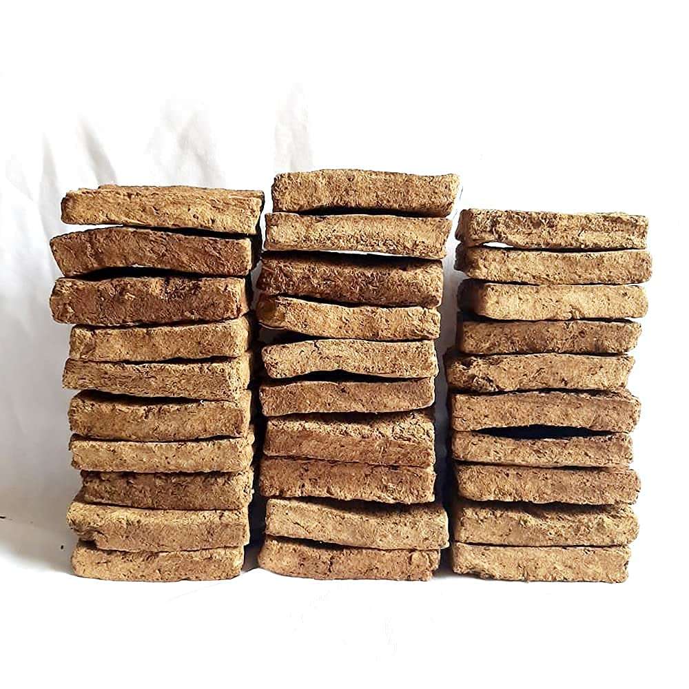 Deep Prints Aviral Natural Homemade Pure Indian Desi Cow Dung Cake for Poojan (Pack of 30) + Aviral Havan Samagri (Rectangle), Brown (AVKA01) 1