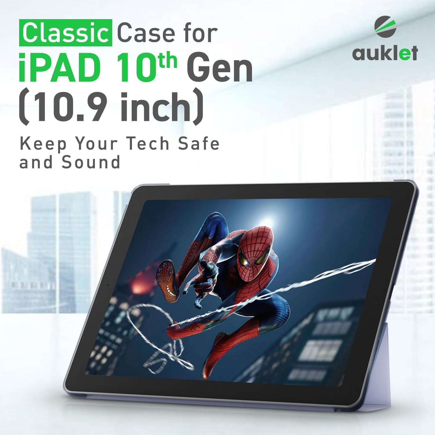 Auklet Classic Smart Case for iPad 10th Gen 10.9" (2022-2025) – Lightweight Trifold Stand Folio, Auto Sleep/Wake, Blue 3