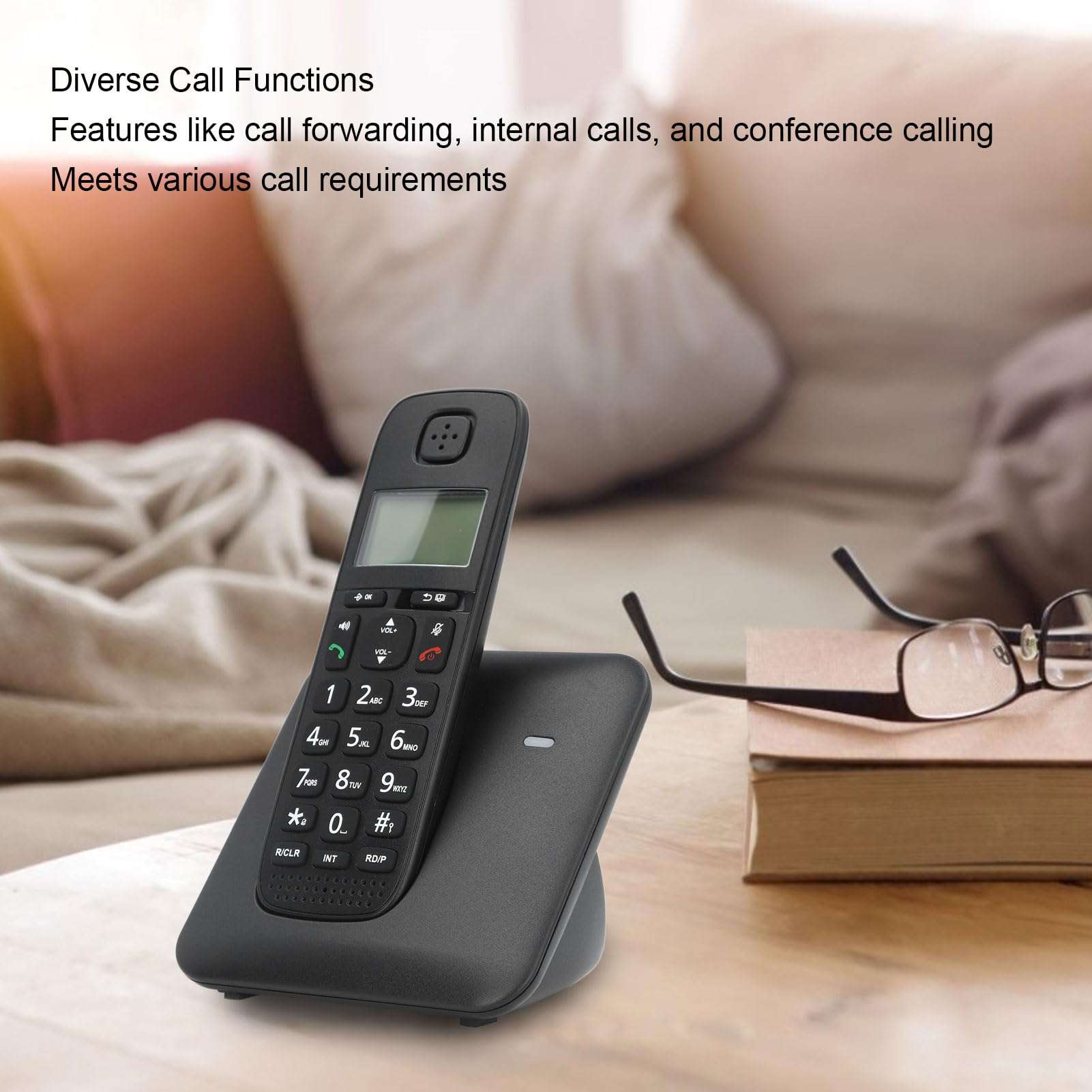 Cordless Phone, LCD Screen, 30 Incoming Numbers, 10 Outgoing Numbers, 10 Hour Talk Time, 800mAh Battery, Cordless Telephone with Call Forwarding and Three Way Calling (US Plug 4