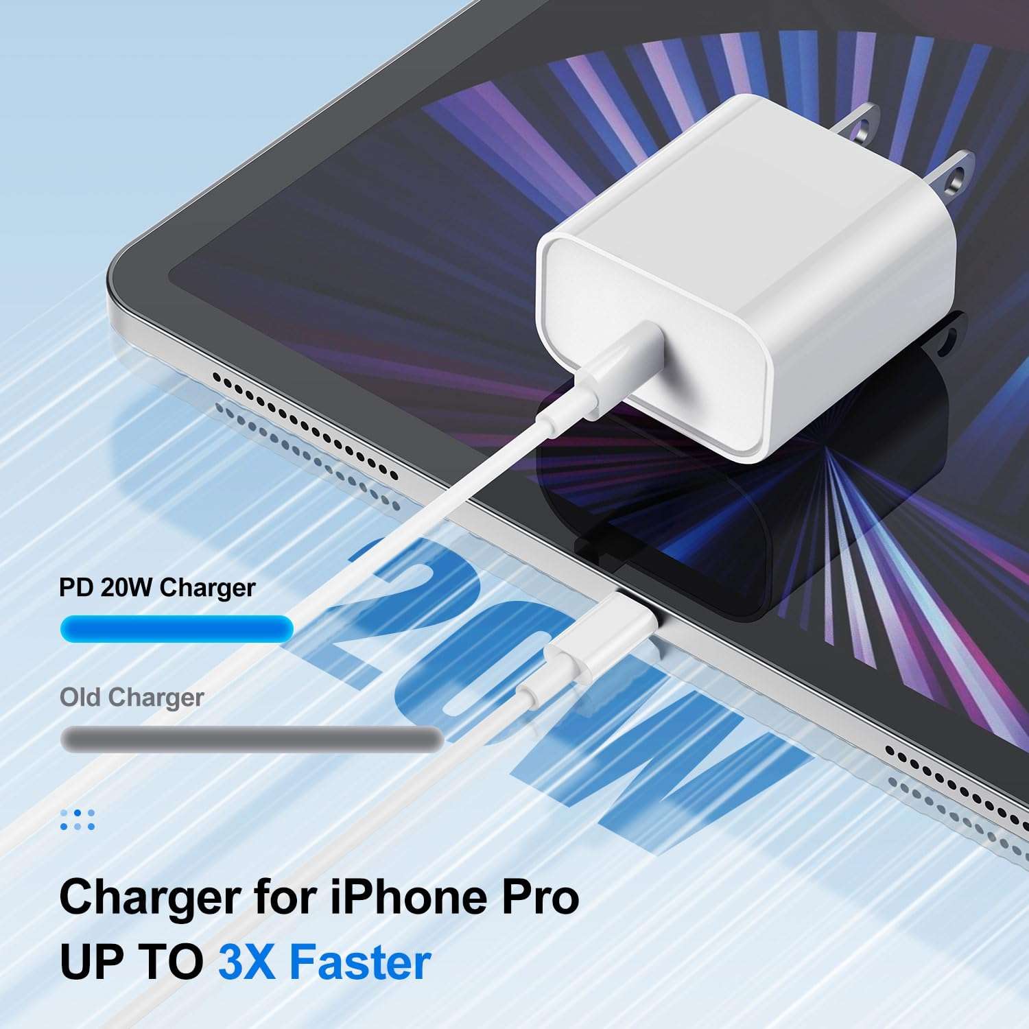 New iPhone 15 16 Chargers Fast Charging, 2Pack 20W USB C Wall Charger for iPhone 16 Pro Max with 2Pack 10FT USB C to USB C Cable Compaitble with iPhone 16/16 Plus/15/15 Pro Max/iPad Pro 2