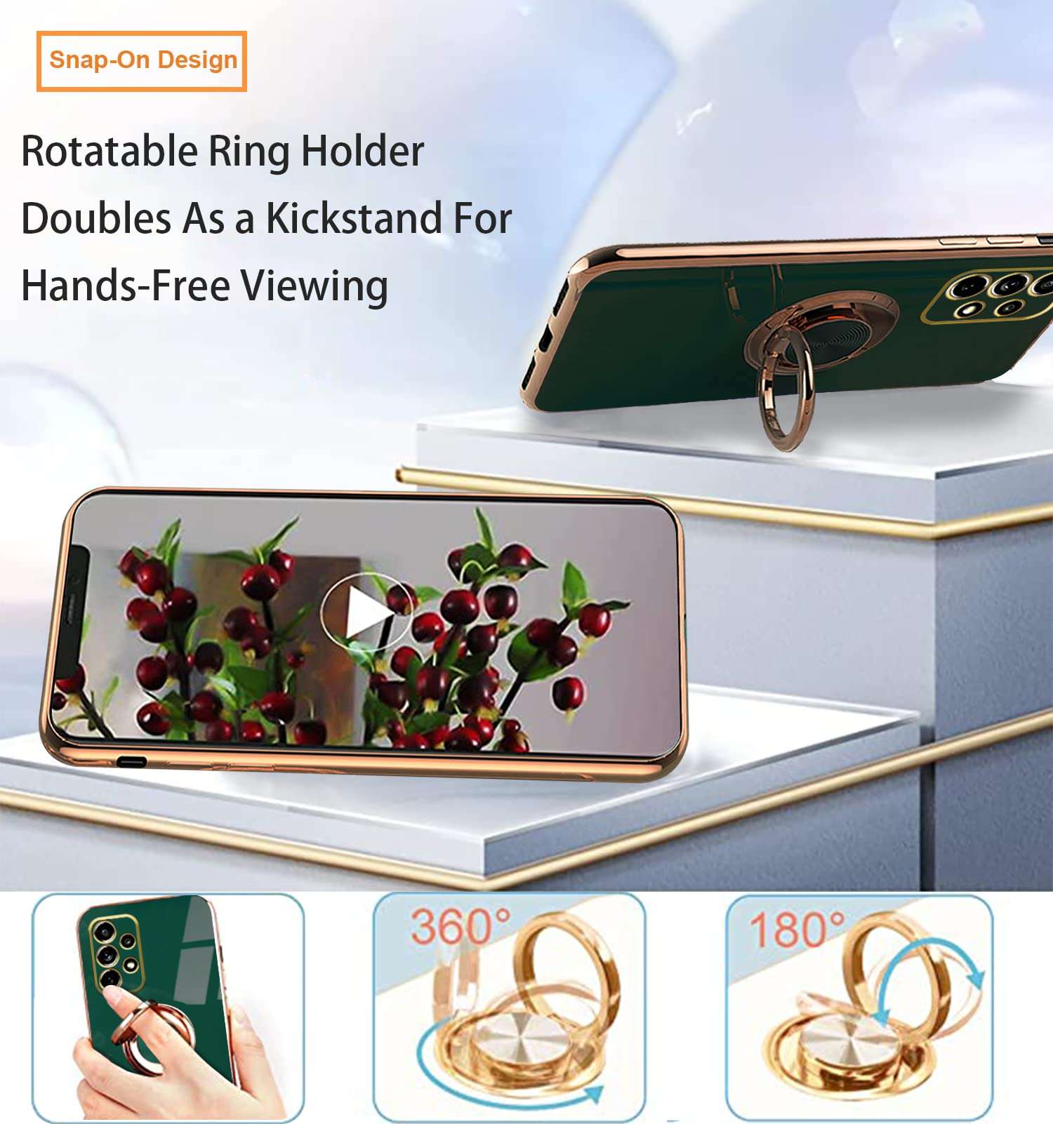 Compatible with Samsung A72 case, Phone Cases for Samsung Galaxy A72 4G/5G with Ring Holder, 360 Degrees Protective Silicone Magnetic Car Holder (Samsung Galaxy A72 4G/5G, Dark Green) 4