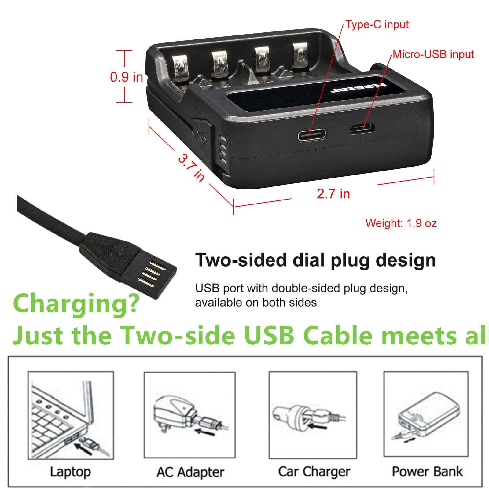 Kastar LZD2 USB Battery Charger Compatible with Xbox One, Xbox One S, Xbox One X, Xbox One X/S, Xbox Series X/S, Xbox One Elite Wireless Controller 4