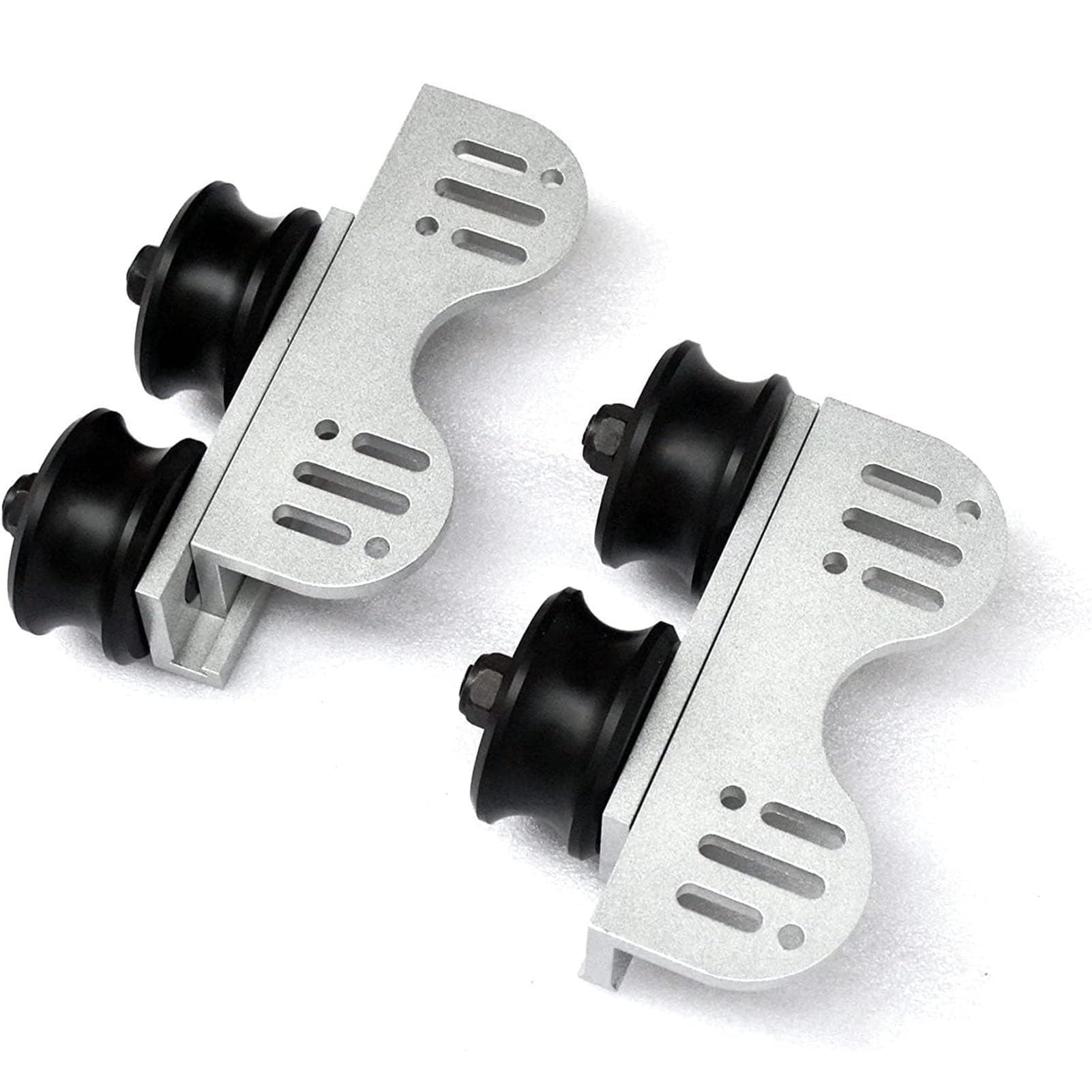 Round Tube Sliding Library Ladder Hardware Rolling Full Set Track Kit Telescopic Upper Roller, Floor Wheels with Brakes (No Ladder) Silver Surface (Size : 8ft/244cm Track kit) 5