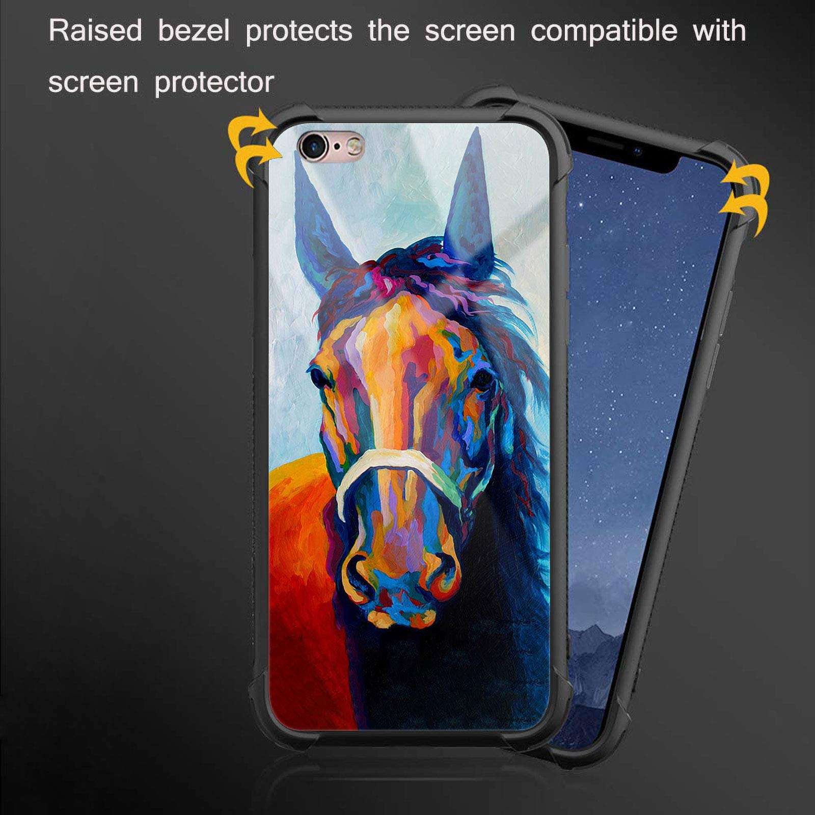 iPhone 6S Case,Colorful Horse iPhone 6 Cases for Girls Boys,Fashion Graphic Design Shockproof Anti-Scratch Drop Protection Case for Apple iPhone 6/6S 3