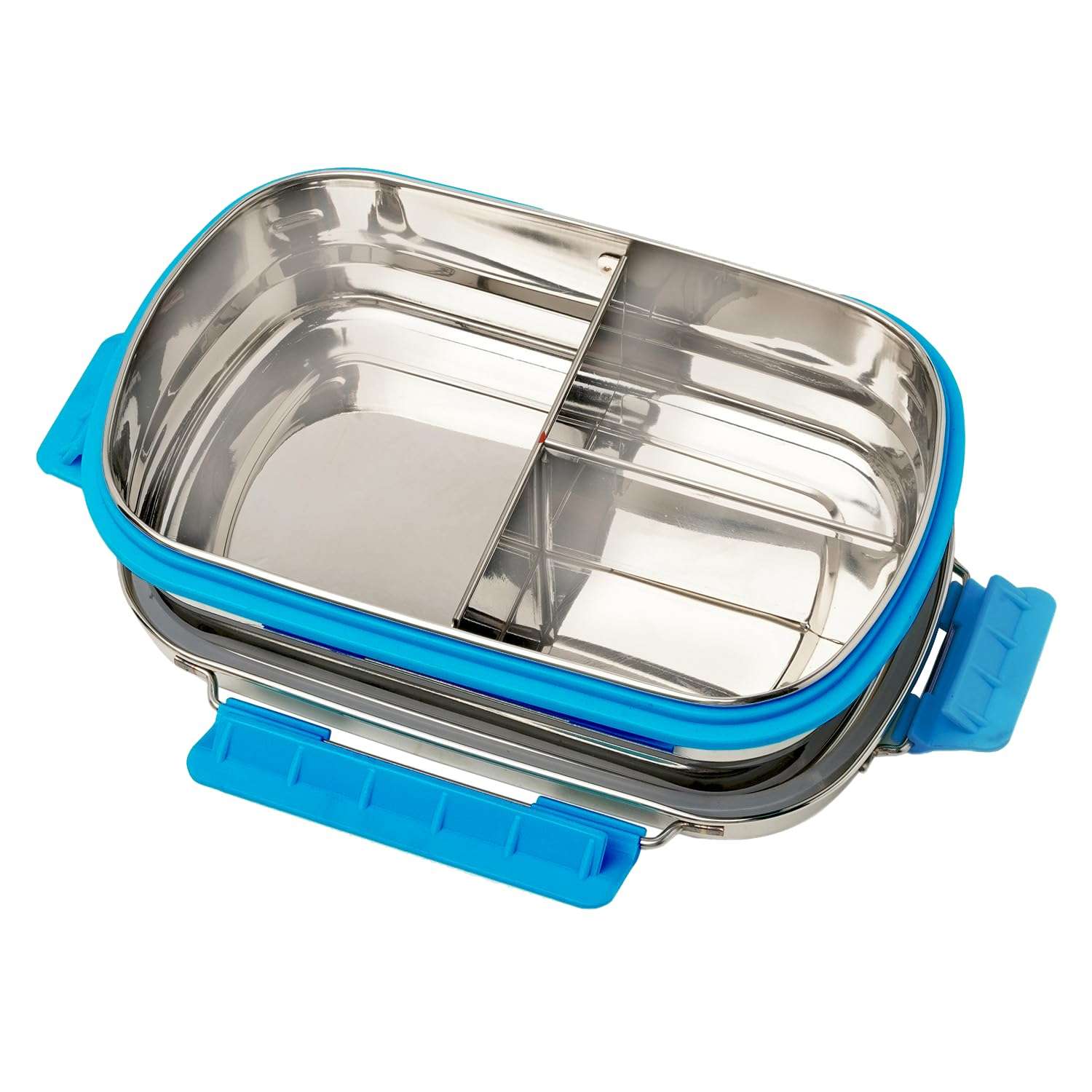 PDDFALCON Stainless Steel Munch Trio Lunch Box with 3 Compartment, 100% Leak-Proof, BIS Certified, Jindal Seal & Made in India Bento Box - 750ml (Turkish Blue) (Not Leakproof Internally) 1