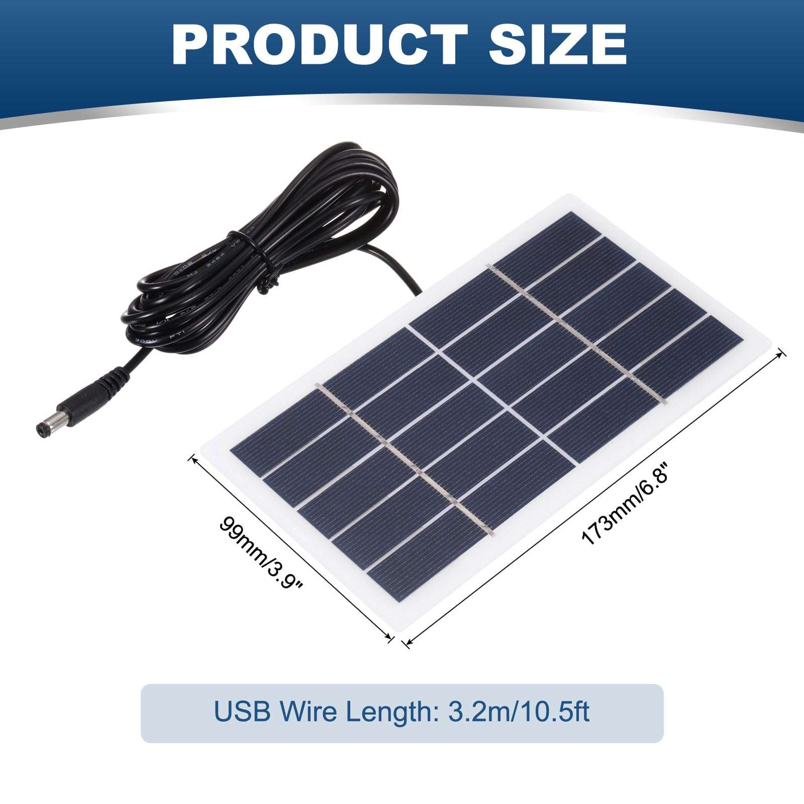 MECCANIXITY 5V 2W 0.4A Mini Solar Panels, 3.2m Wire DC Connector Polycrystalline Solar Cell for Solar Power Charge Home Garden Lamp Light 3