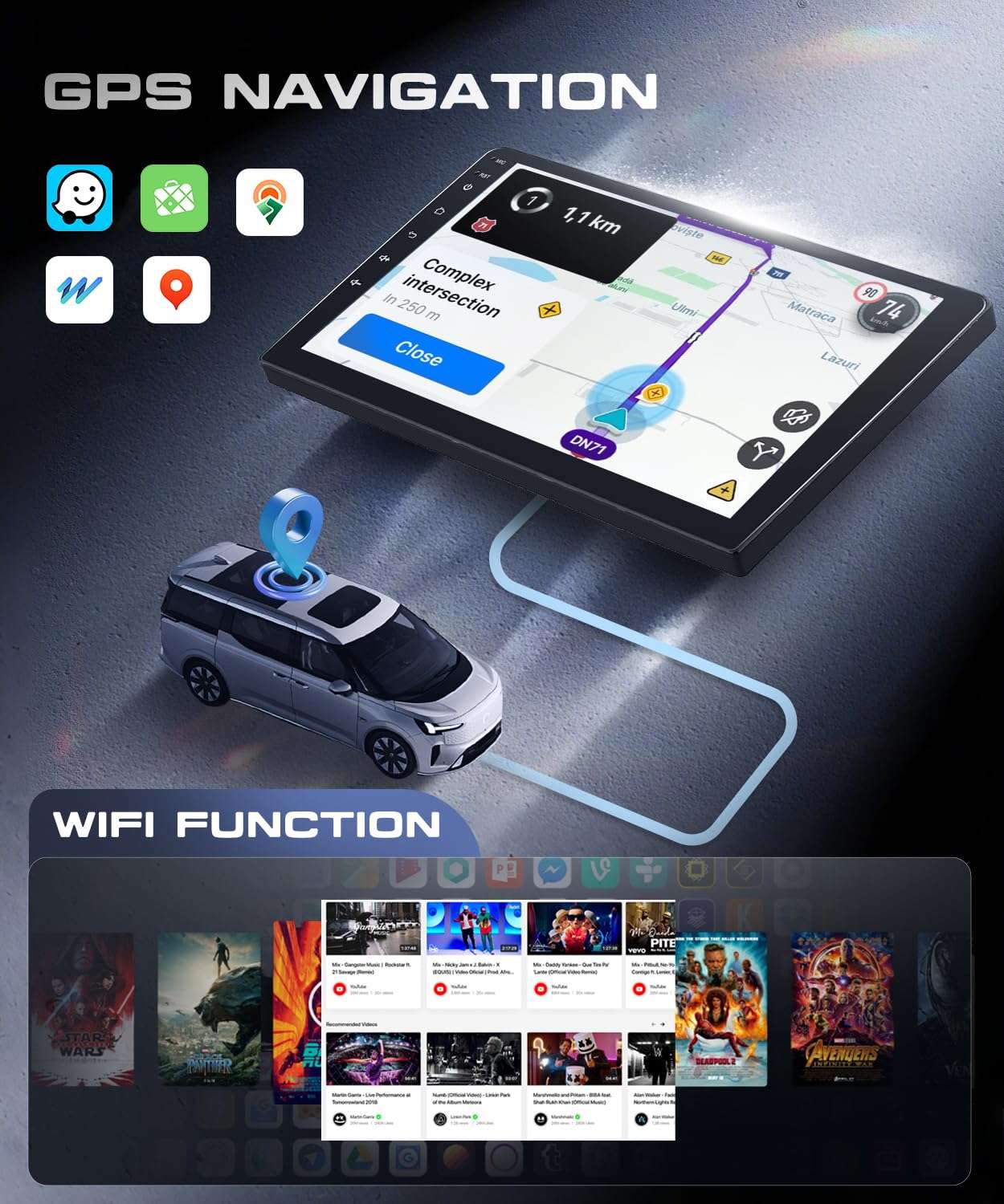 4G+64G Android 15 Car Stereo for for Ford Ranger F250 2012-2015 with Wireless Carplay Android Auto, 9 Inch 1280 * 720 Touch Screen GPS/WiFi/Bluetooth 5.0/ FM/32EQ/ SWC/Backup Camera 5