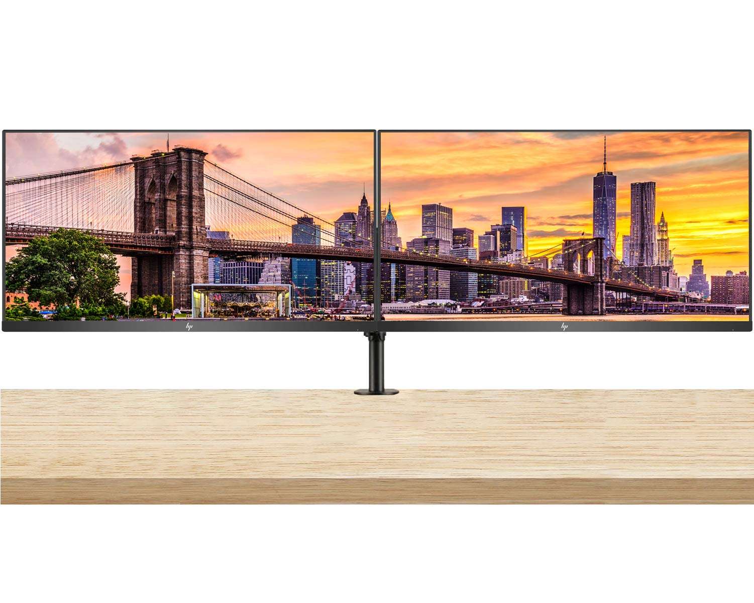 HP Z27 27 Inch 4K UHD 3840 x 2160 LED Backlit Monitor (2TB68A8#ABA) 2-Pack Bundle with Fully Adjustable Desk Mount Monitor Stand 1