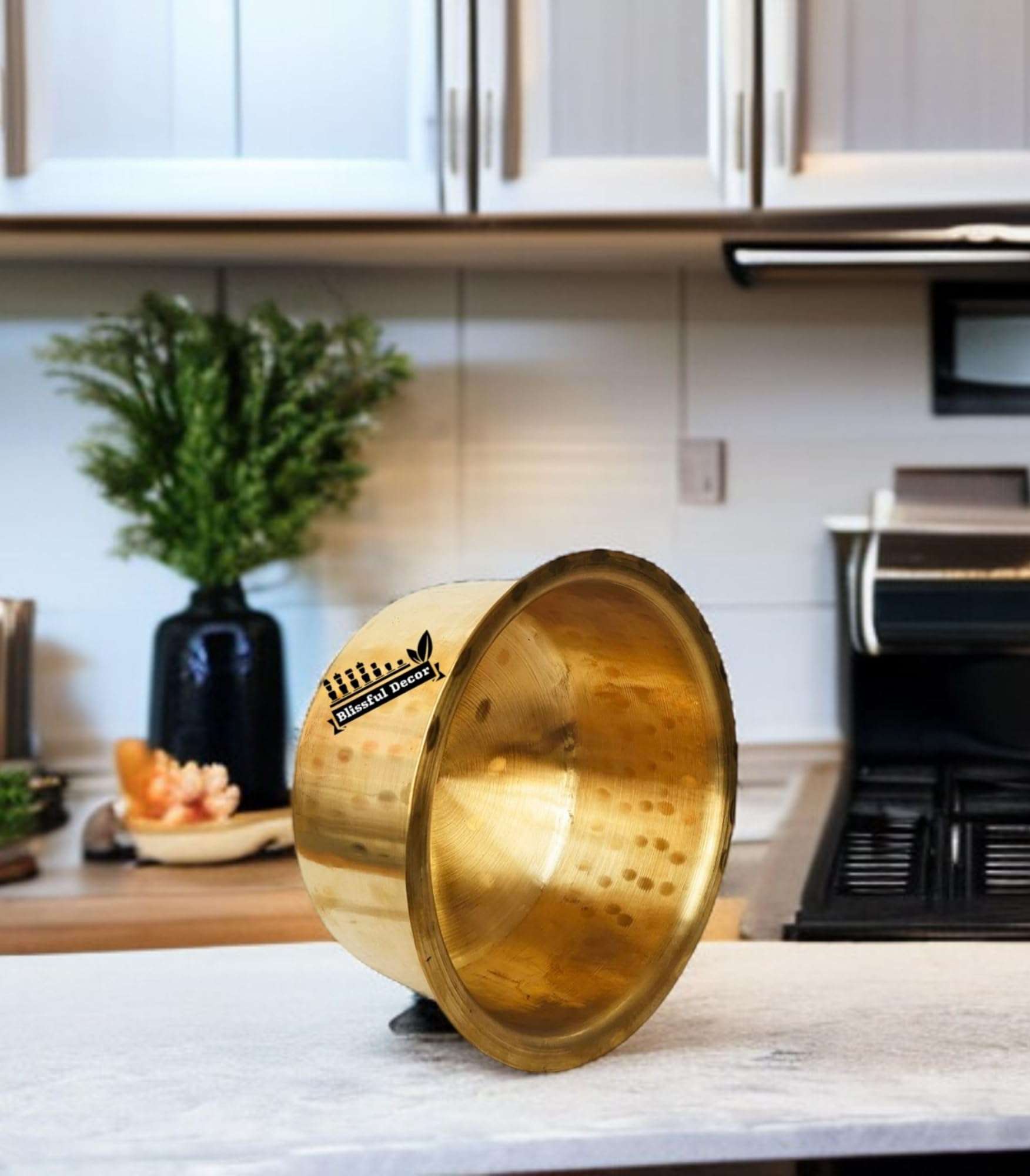 Blissful decor Pateli Patila Peetal Bhagona Hammered Patila, Brass Tope, Brass Cookware, Patila, Round Heavy Bottom Tapeli, Bhagona Capacity- 3 Liter Weight -950 GMS aprox 3