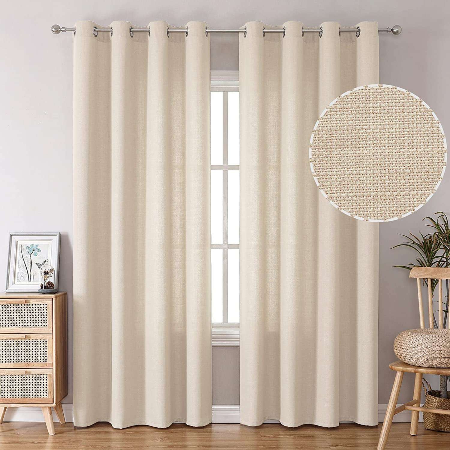 Atariya Decor Premium Jute Curtains, Room Darkening, Hypoallergenic Curtains for Living Room, Bedroom (Stone, 9 Feet (1 Piece)) 1
