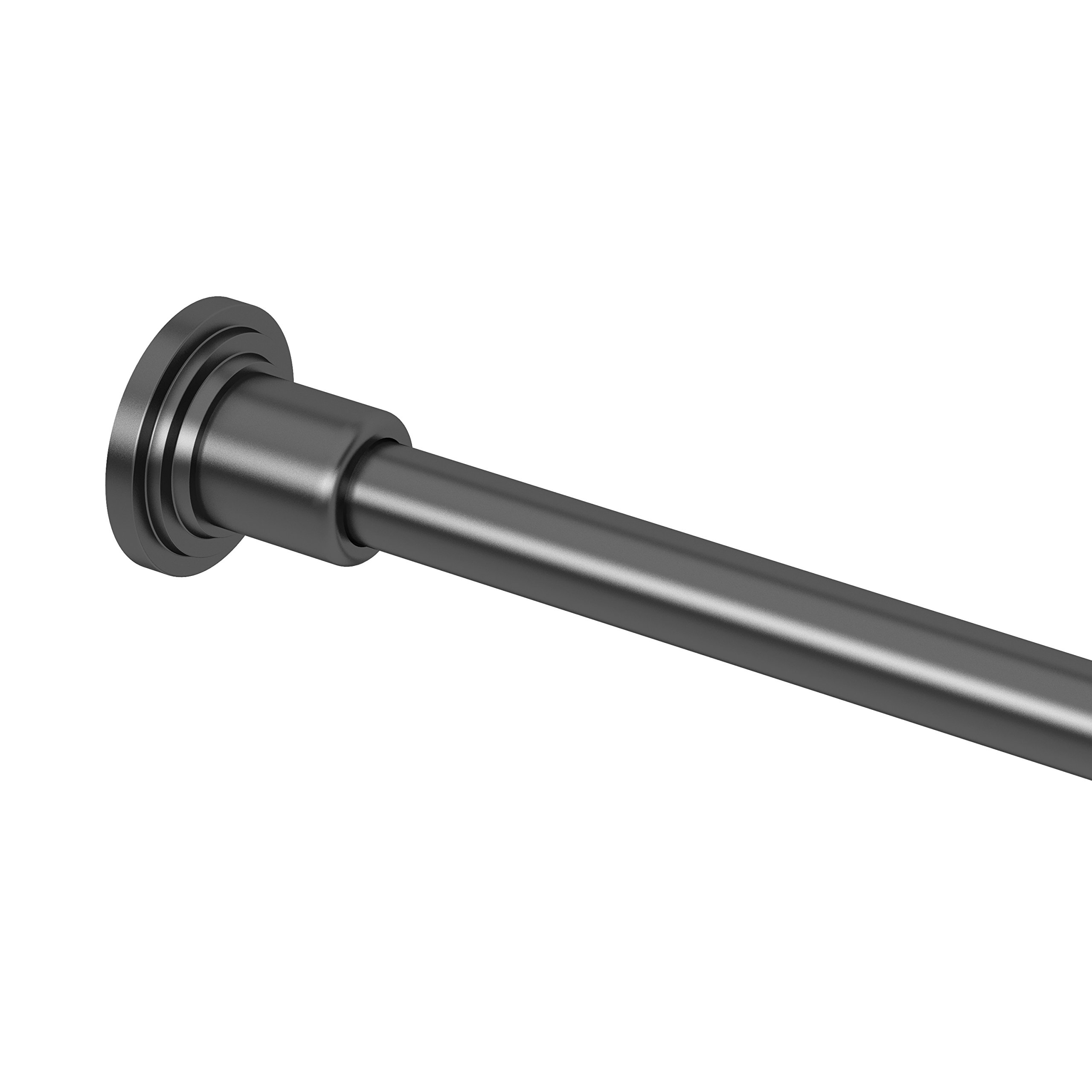 Gatco 819MX Marina Shower Rod Set, Matte Black / 72" Straight Brass Shower Curtain Rod with set of 2 Wall Mounted Shower Rod Ends