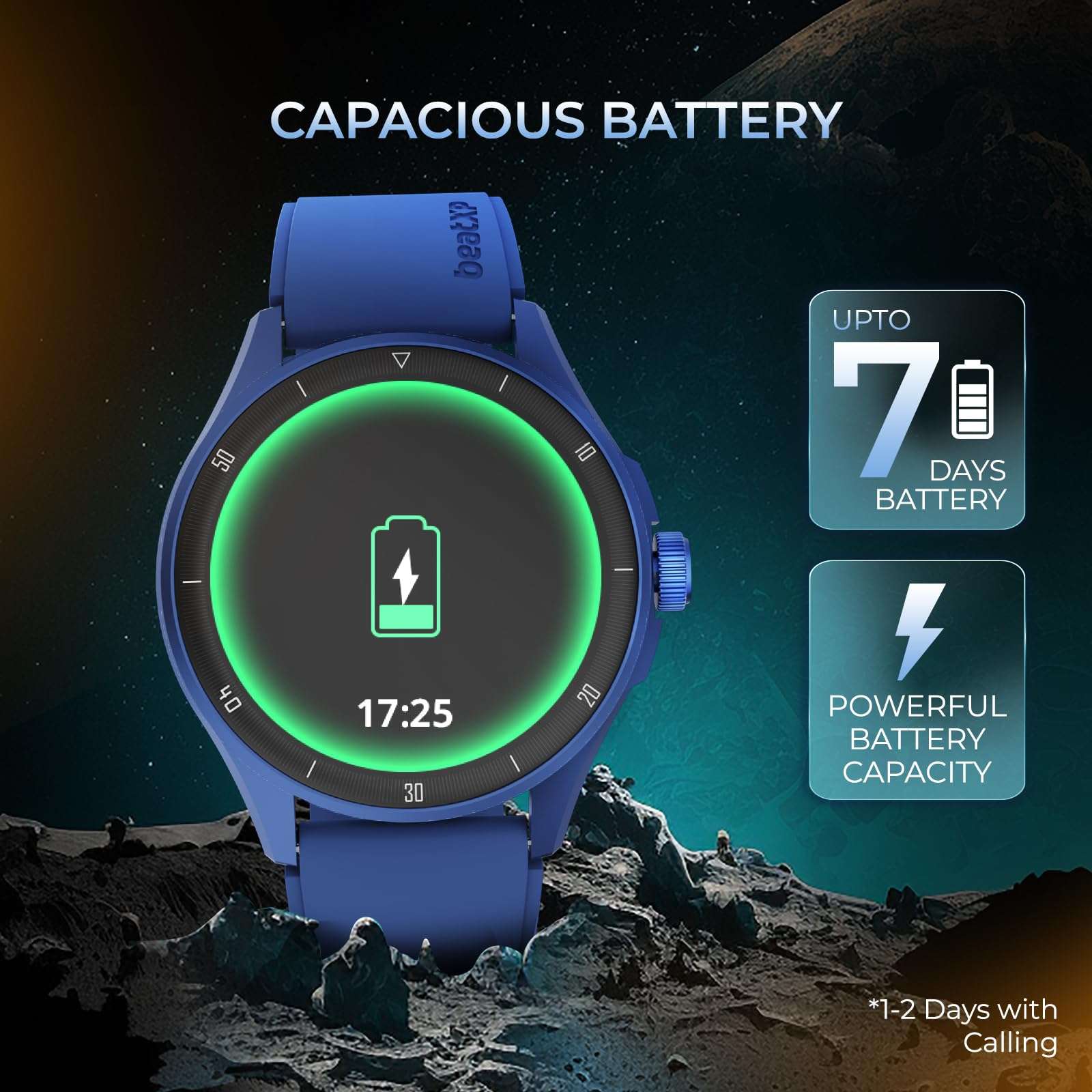 beatXP Vega Neo 1.43" (3.6 cm) Super AMOLED Display, One-Tap Bluetooth Calling Smart Watch, Metal Body, 466 * 466px, 500 Nits Brightness (Blue) 6