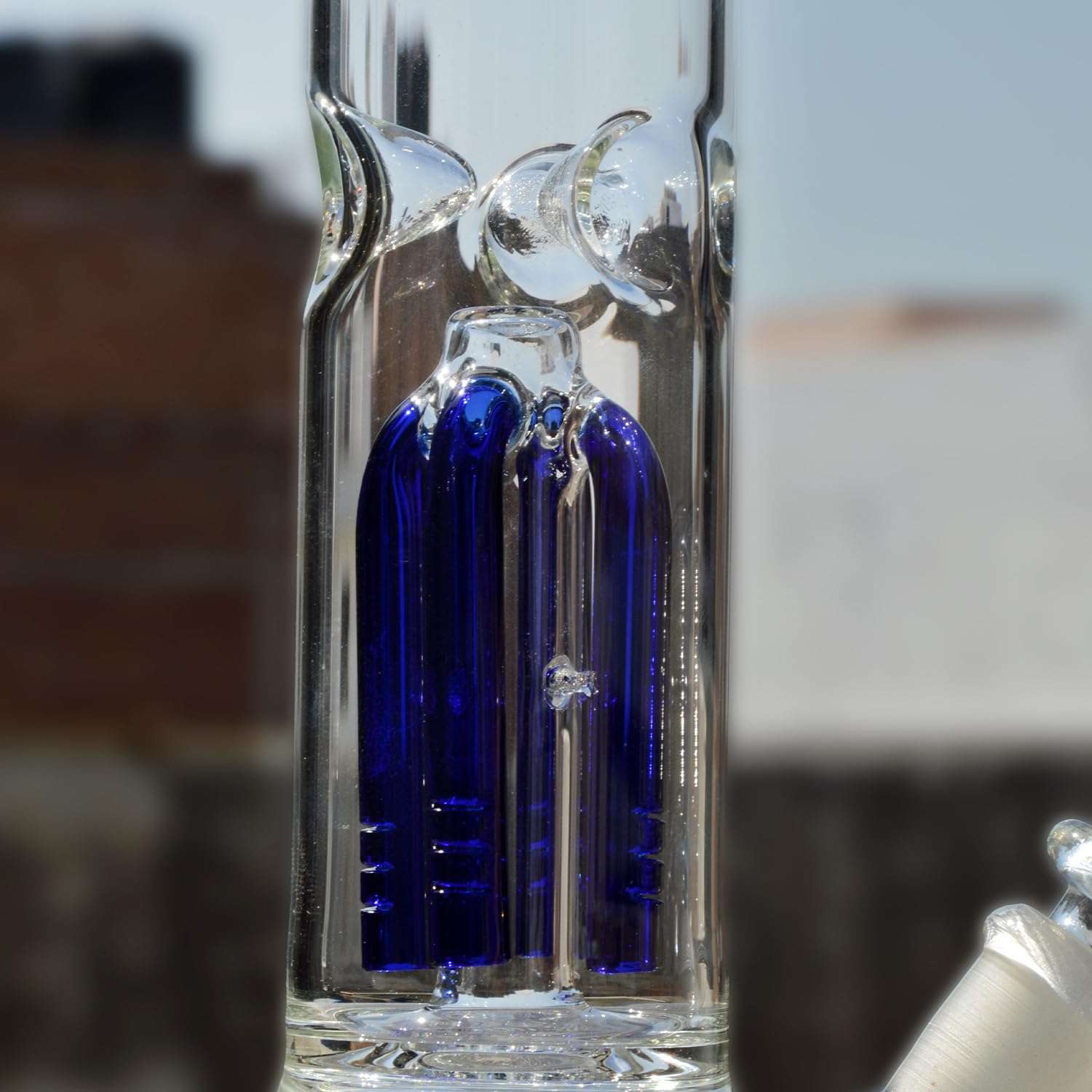 12 Inch 35mm 4 Leg Percolator Glass Bong + Free 5 Glass Filters + 1 Brush + 1 14mm Bong Slide + 1 Silicone Cleaning Cap 3