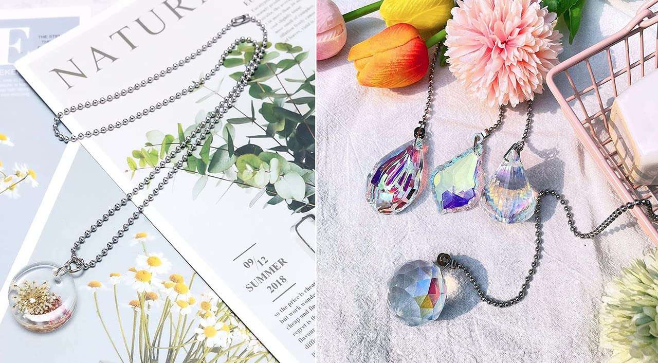 DIY Crafts 1 Mtr Chain Dark Wooden Handle, Gold, Wooden Ceiling Fan Pull Chain, Pull Chain Extension for Ceiling Light Fan Chain (1 Mtr Chain Dark Wooden Handle, Gold) 5