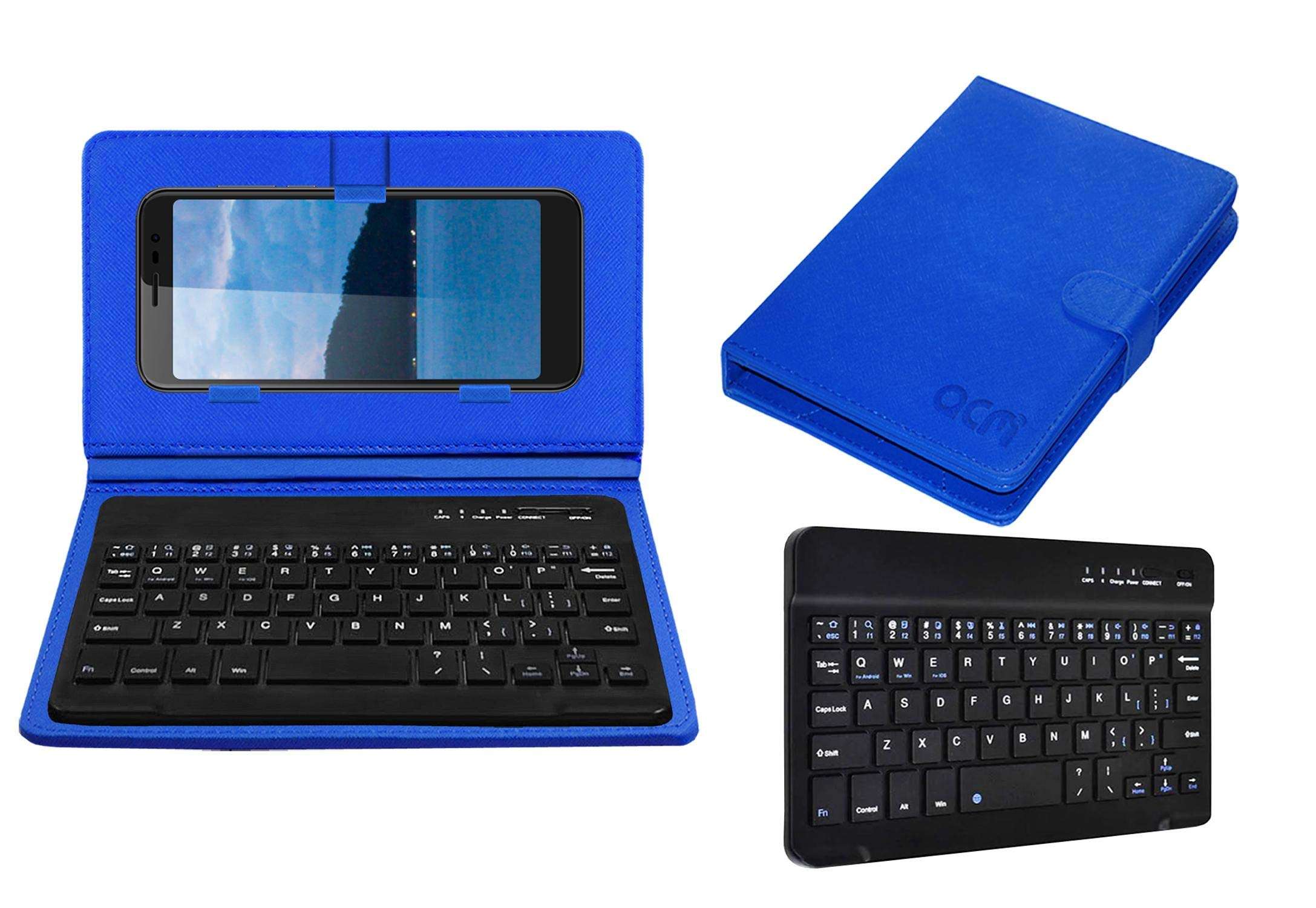 Acm Bluetooth Keyboard Case Compatible with Zen Cinemax Prime Mobile Flip Cover Stand Study Gaming Blue