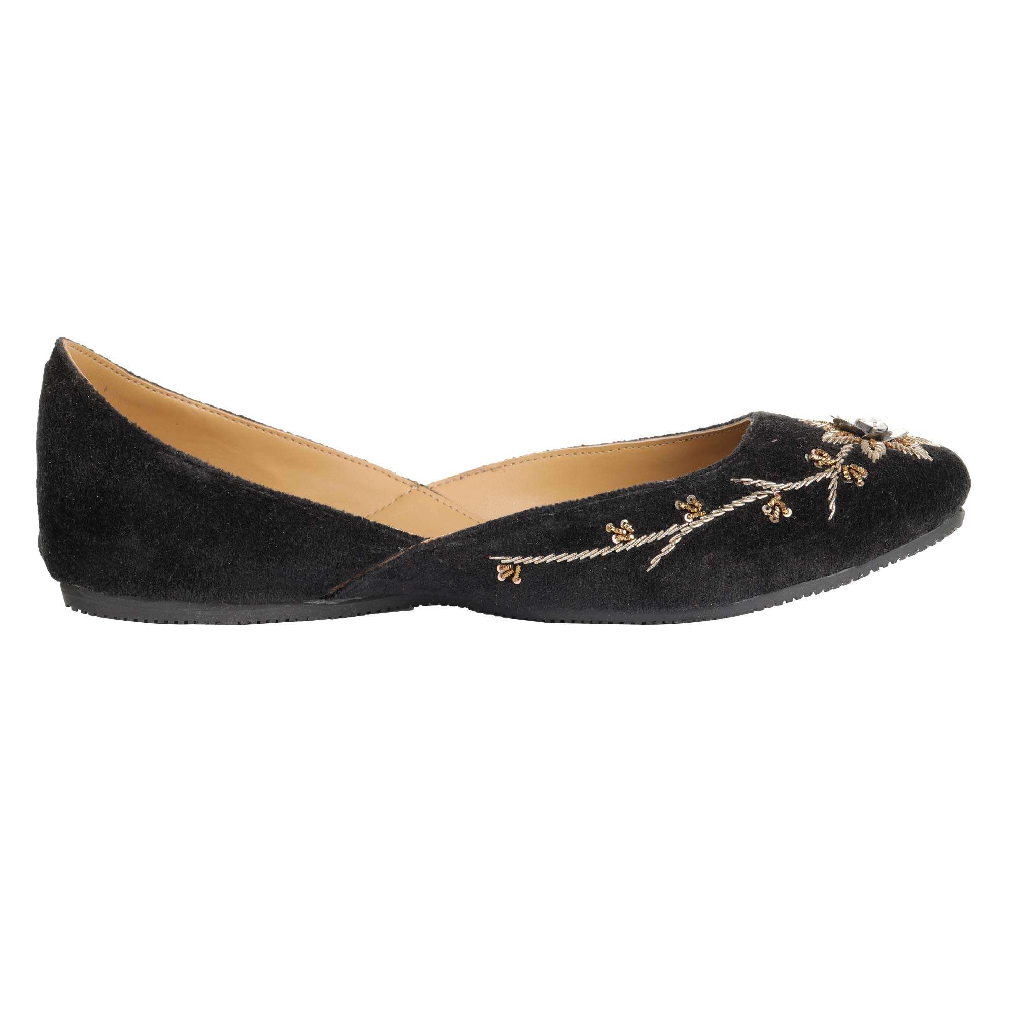 Amica Slexia Women's Leather Jutis & Mojari (Black_Size-7) 5