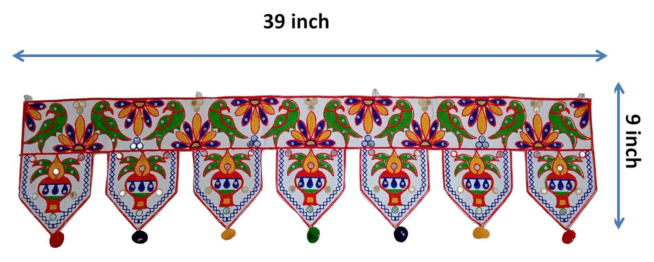 Purpledip Cotton Bandhanwar (Bandharwal Toran) 'Colorful Saga': Door Hanging Window Valance Tapestry; Ethnic Indian Decor (12447A) 5