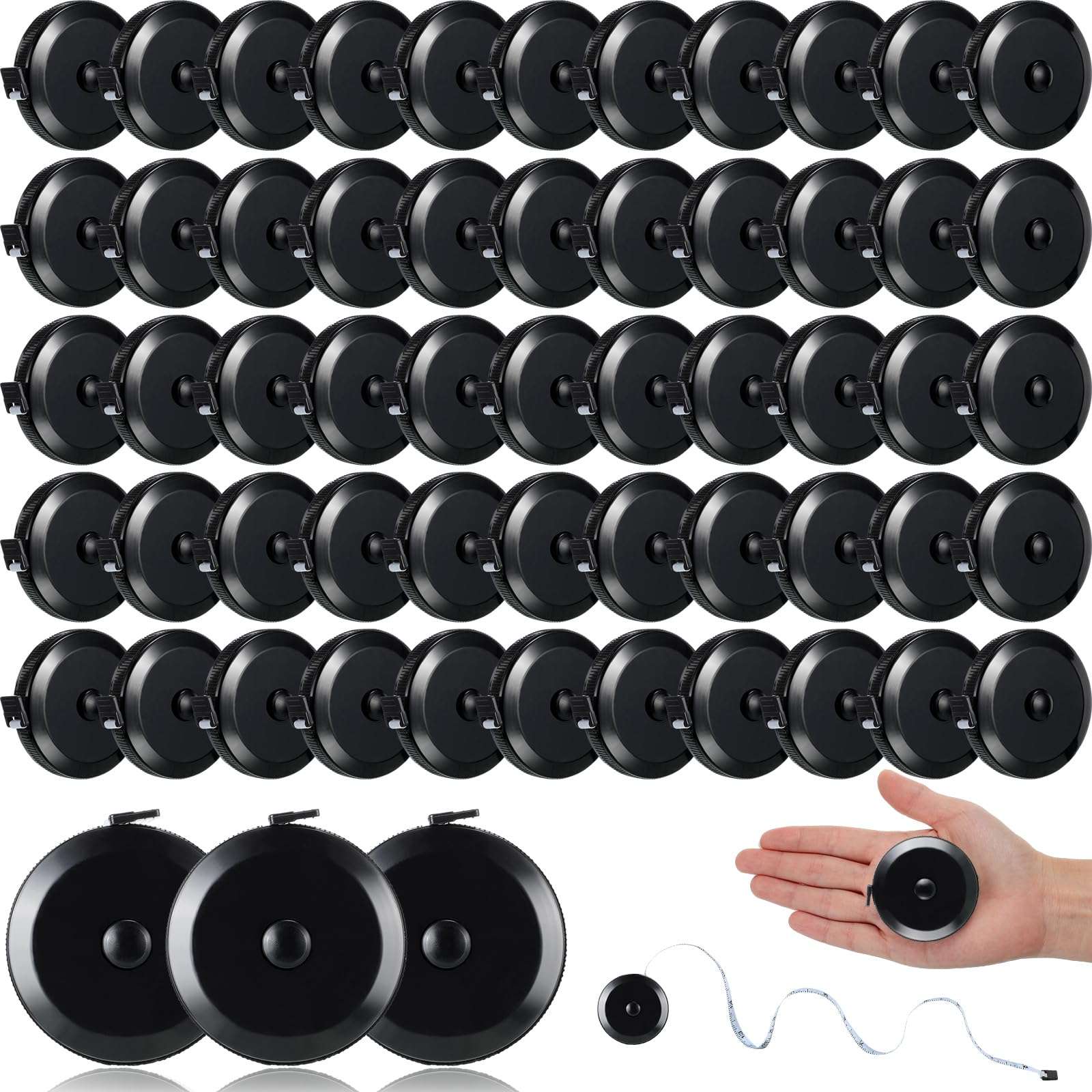 Kigeli 200 Pcs Tape Measure Bulk Sewing Tape Measure 60 Inch Retractable Measuring Tape for Body Fabric Sewing Tailor Cloth Knitting Craft Weight Loss Measurements Black Dual Sided Tape Measure 1