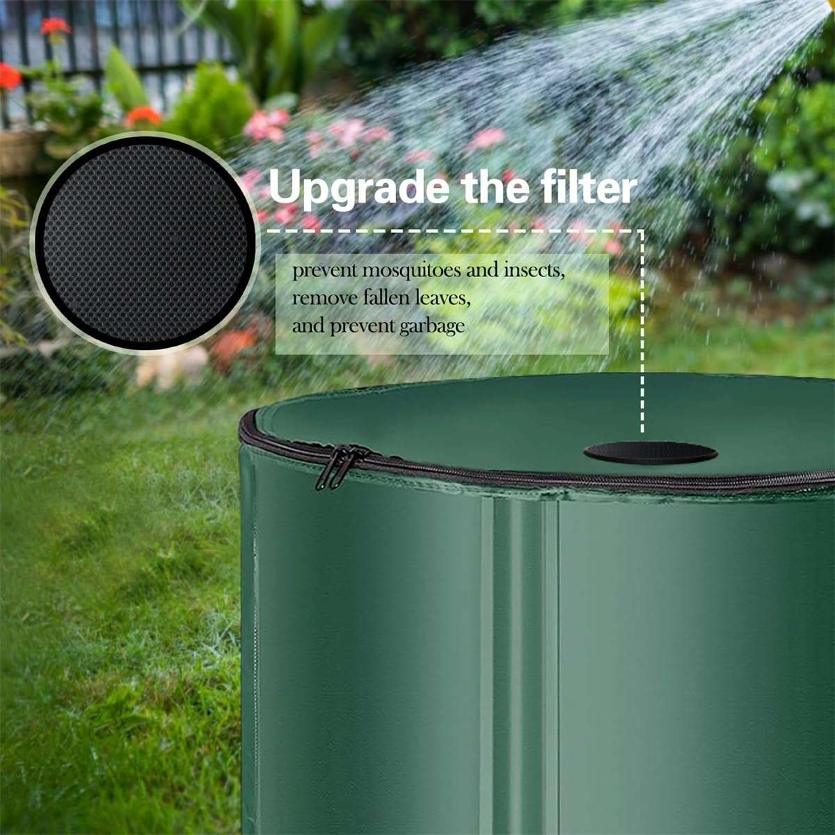 Rain Barrels to Collect Rainwater from Gutter, Collapsible Rain Barrel, Portable Water Storage Tank, Rainwater Collection System with Filter Spigot Overflow Kit for Garden Outside Lawn(Regular,13 Gall 4